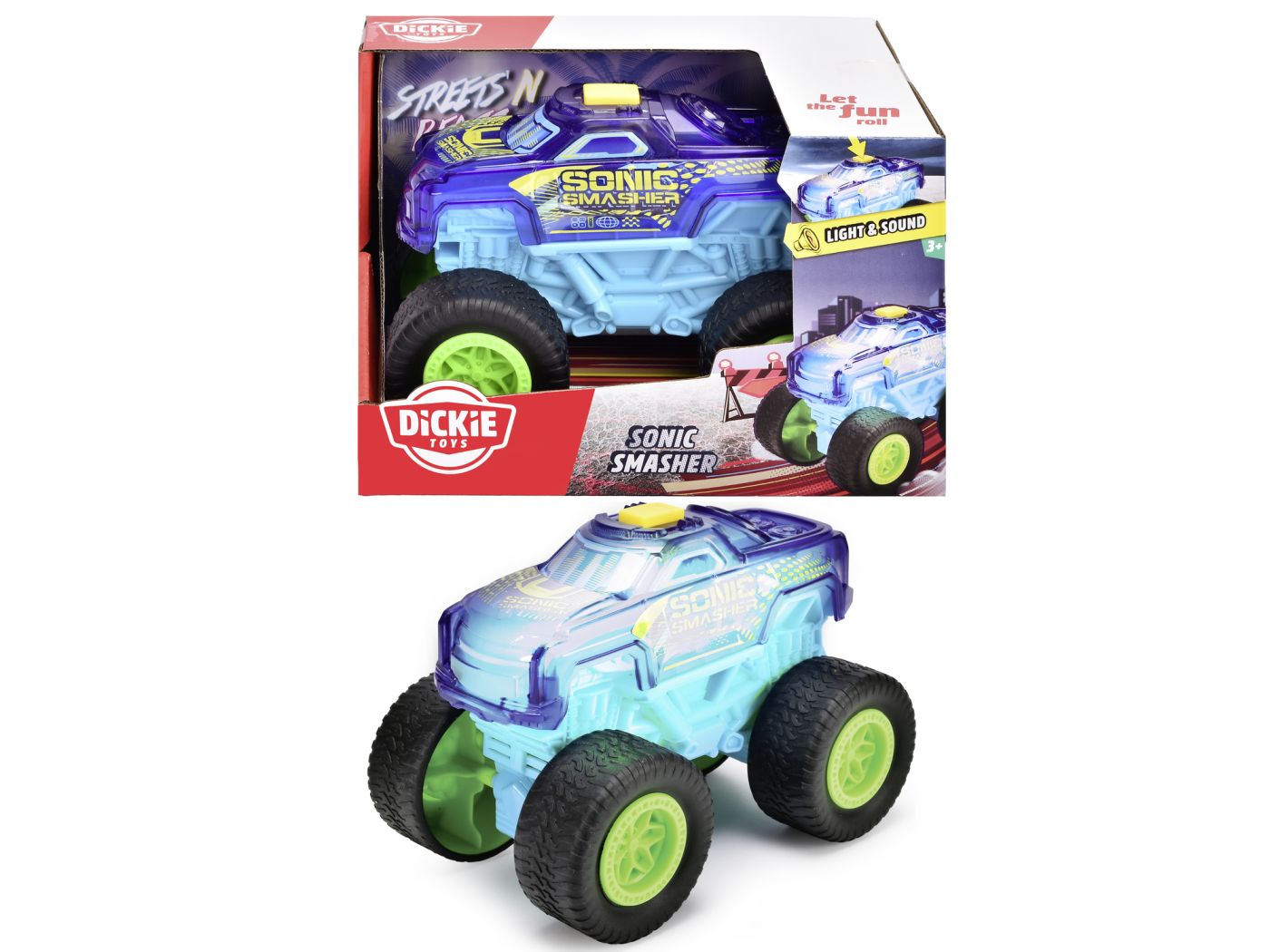 DICKIE MASINA DE TEREN SONIC SMASHER CU LUMINI SI SUNETE 17CM