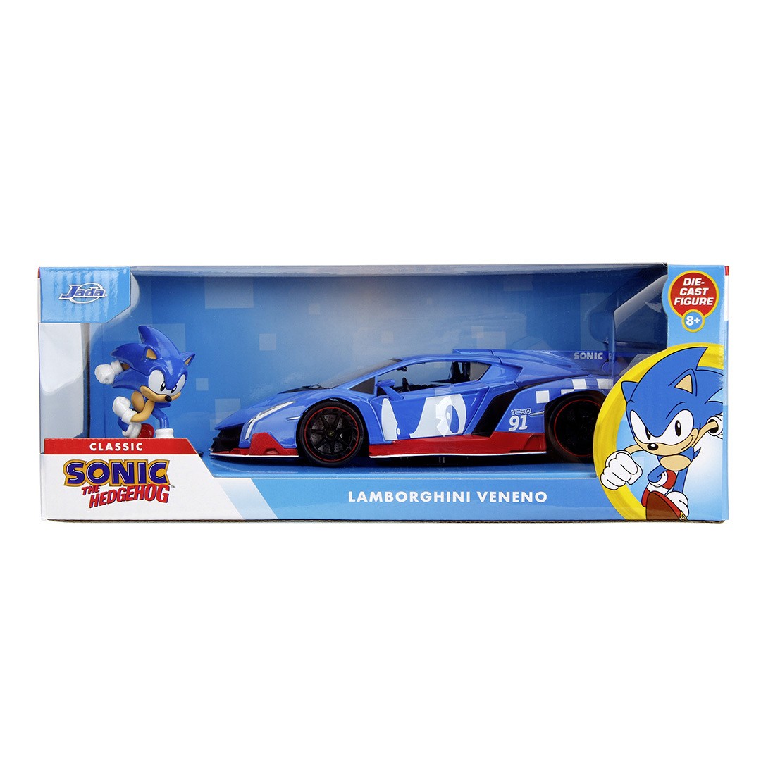 Jucării și jocuri - JADA SET FIGURINA ARICIUL SONIC SI MASINUTA METALICA SONIC LAMBORGHINI VENENO SCARA 1 LA 24