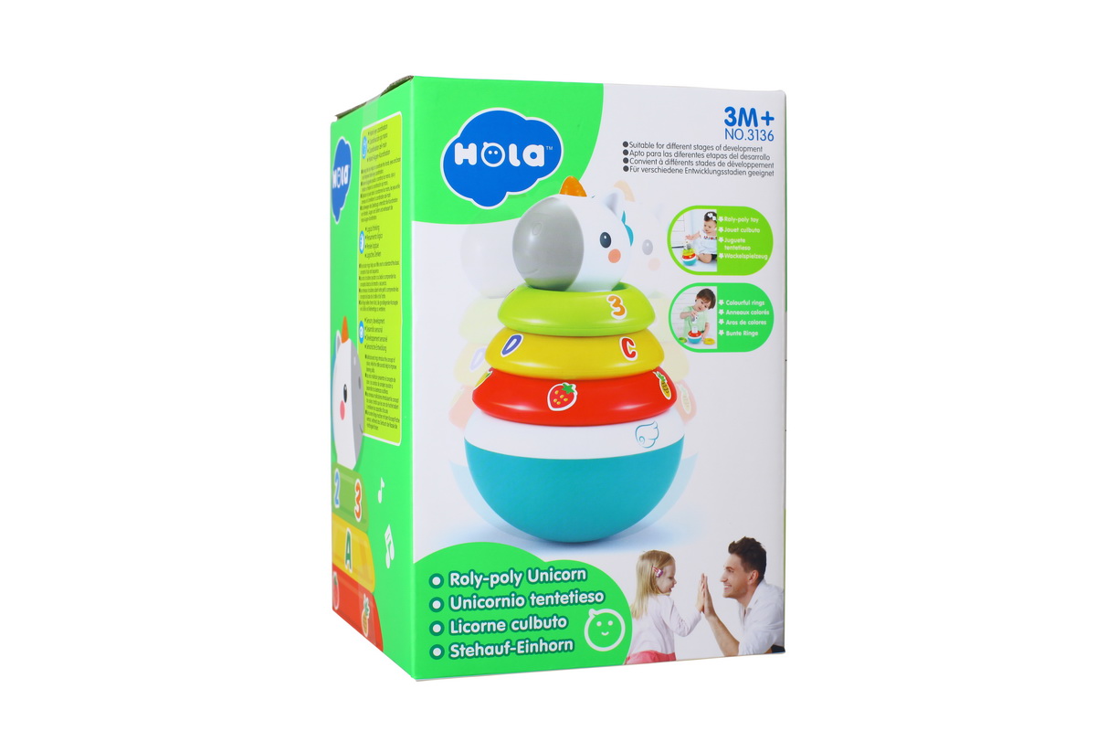 Jucării pentru bebeluși - HOPA MITICA ROLY POLY UNICORN CU INELE PENTRU STIVUIT