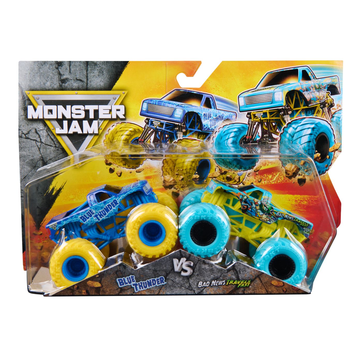 Jucării și jocuri - MONSTER JAM SET 2 MASINUTE METALICE BLUE THUNDER SI BAD NEWS TRAVELS FAST SCARA 1 LA 64