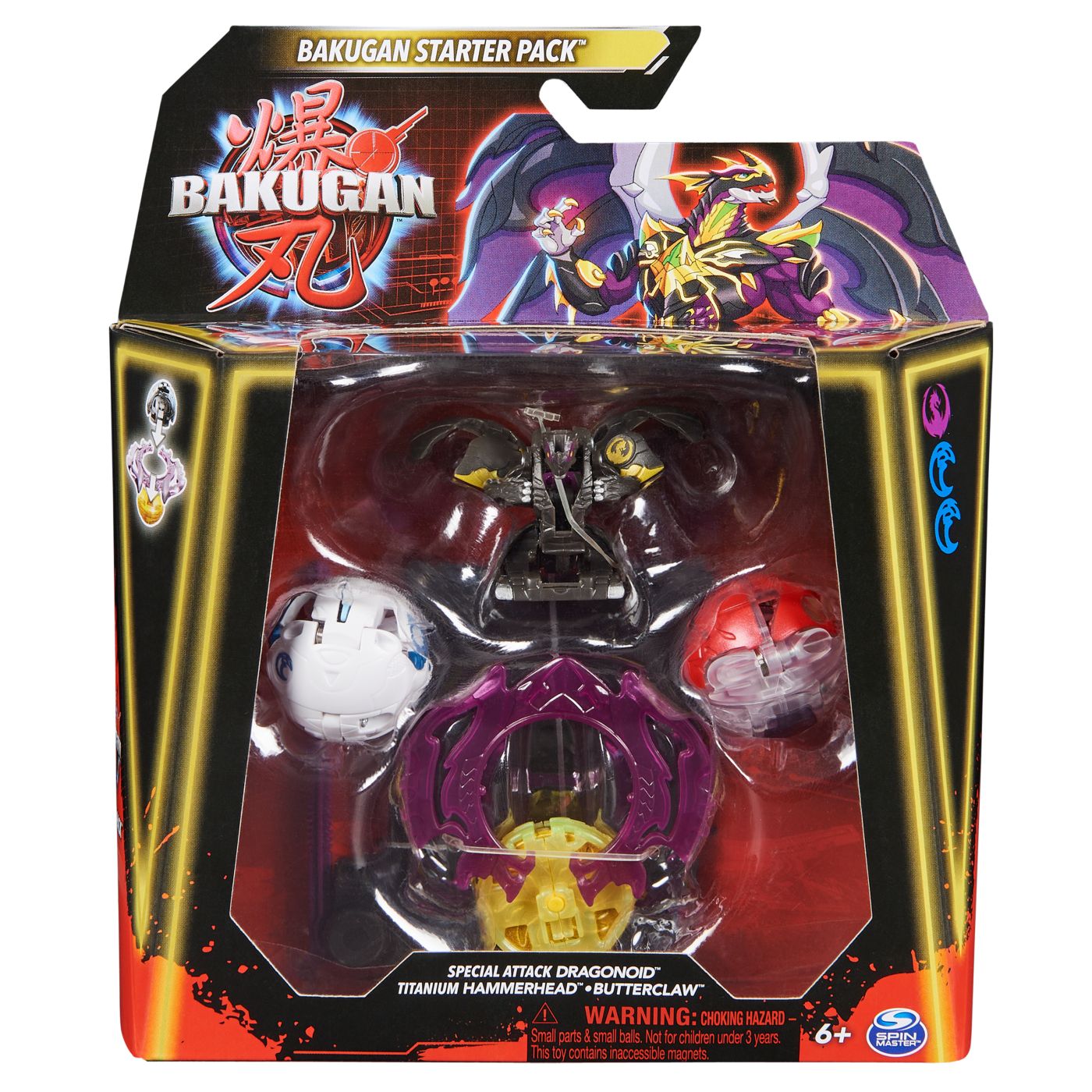 Jucării și jocuri - BAKUGAN STARTER PACK DRAGONOID TITANIUM HAMMERHEAD BUTTERCLAW