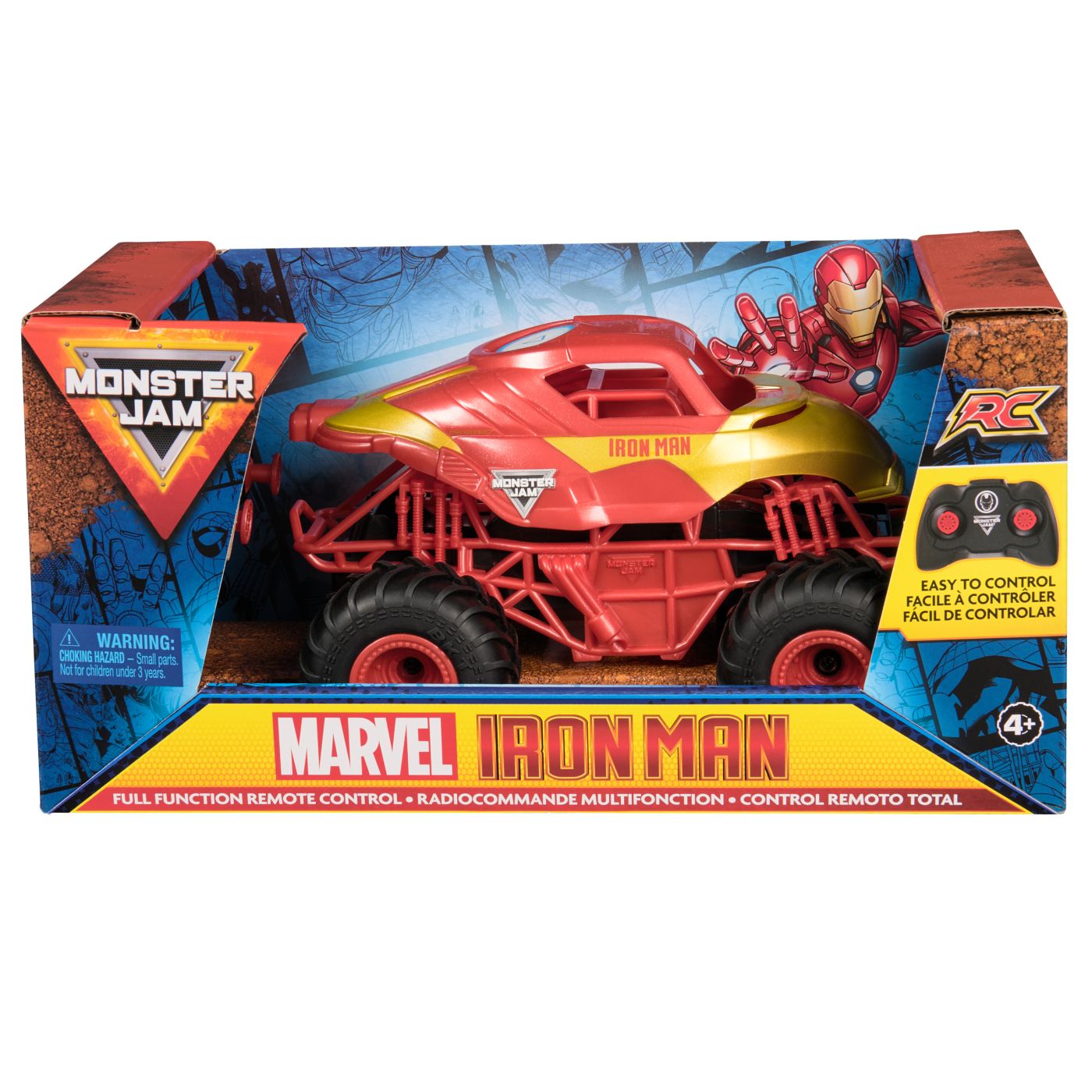 Masinuțe cu telecomandă - MONSTER JAM MARVEL CAMION GIGANT CU TELECOMANDA  IRON MAN SCARA 1 LA 24