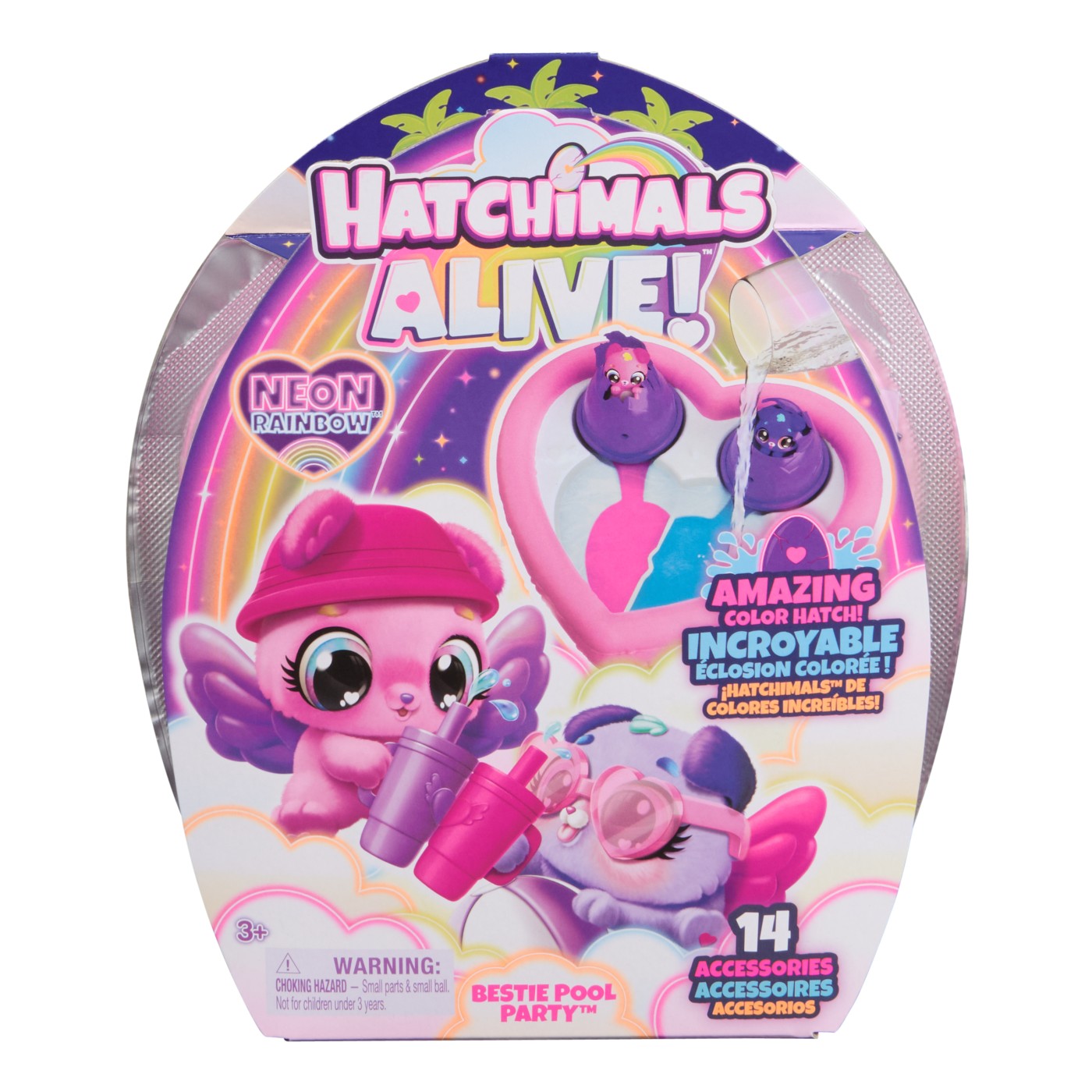 Jucării și jocuri - HATCHIMALS ALIVE NEON RAINBOW SET PETRECERE LA PISCINA