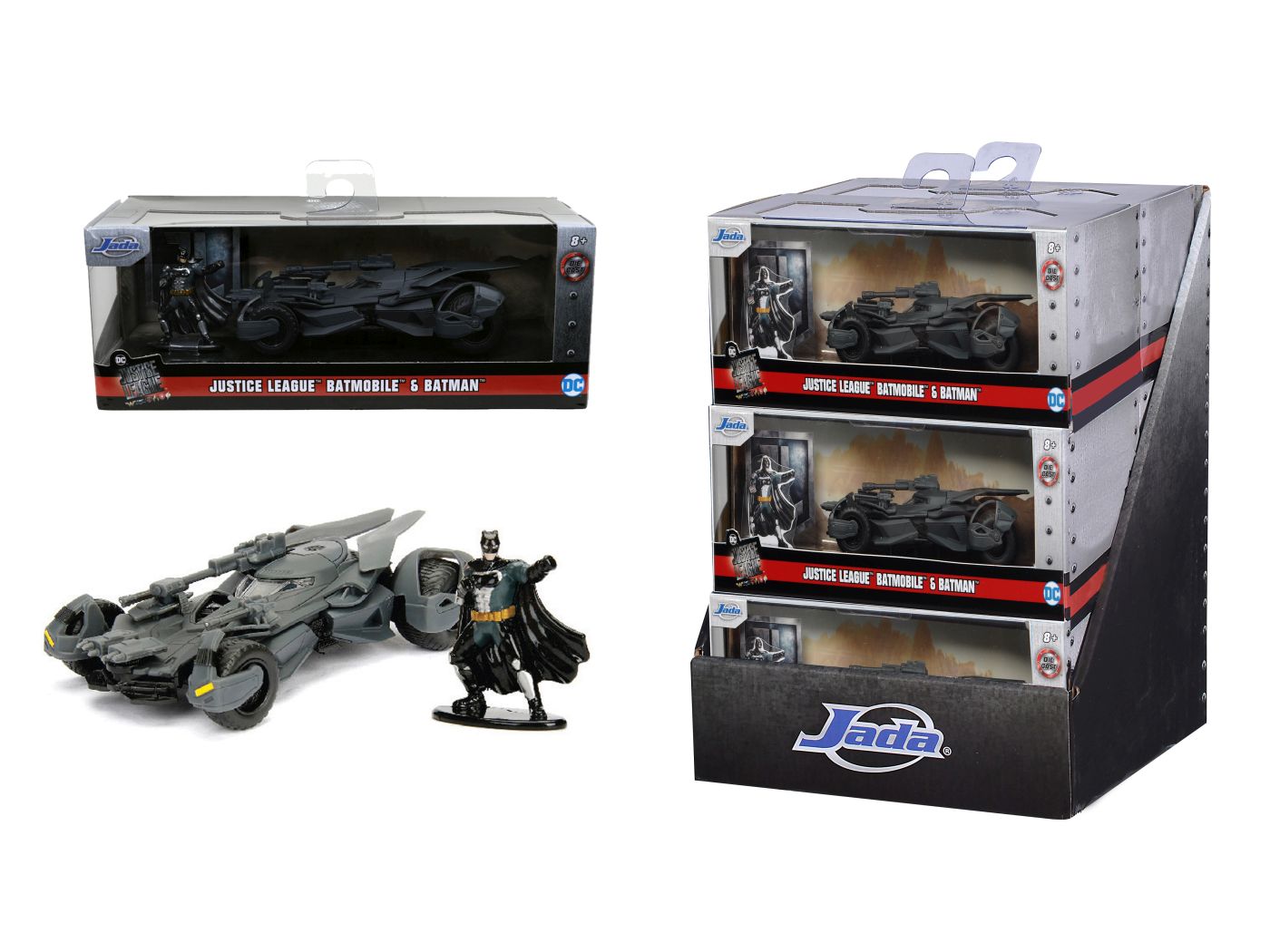 Jucării și jocuri - JADA DC JUSTICE LEAGUE SET FIGURINA BATMAN SI MASINUTA METALICA BATMOBILE SCARA 1 LA 32