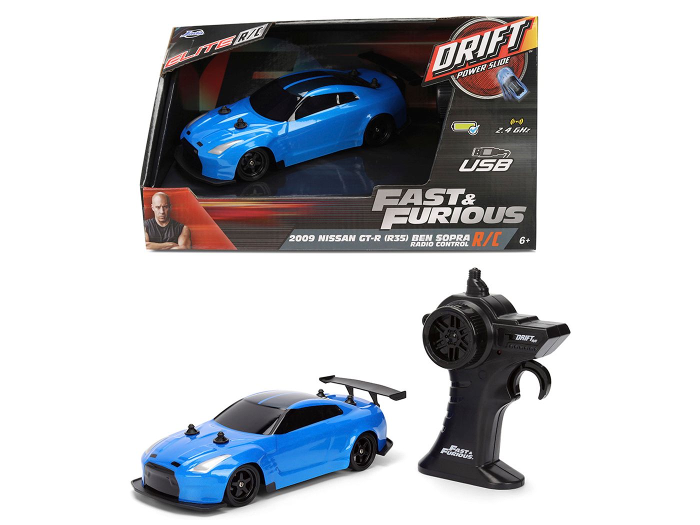 Jucarii - JADA FAST AND FURIOUS MASINUTA R/C CU TELECOMANDA NISSAN GT-R R35 2009 BEN SOPRA SCARA 1 LA 24