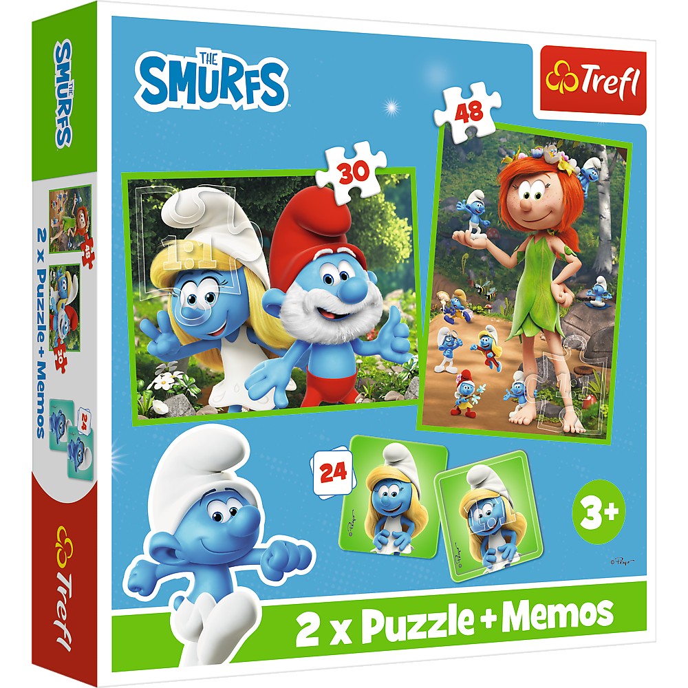 Jucării și jocuri - PUZZLE TREFL 2IN1 MEMO STRUMFII SI PRIETENII LUI