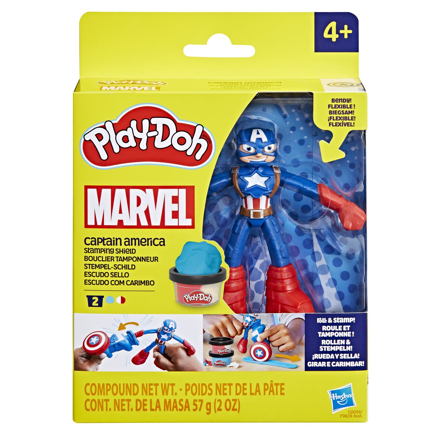Jucării și jocuri - PLAY-DOH MARVEL FIGURINA FLEXIBILA CU ACCESORII CAPTAIN AMERICA 10CM