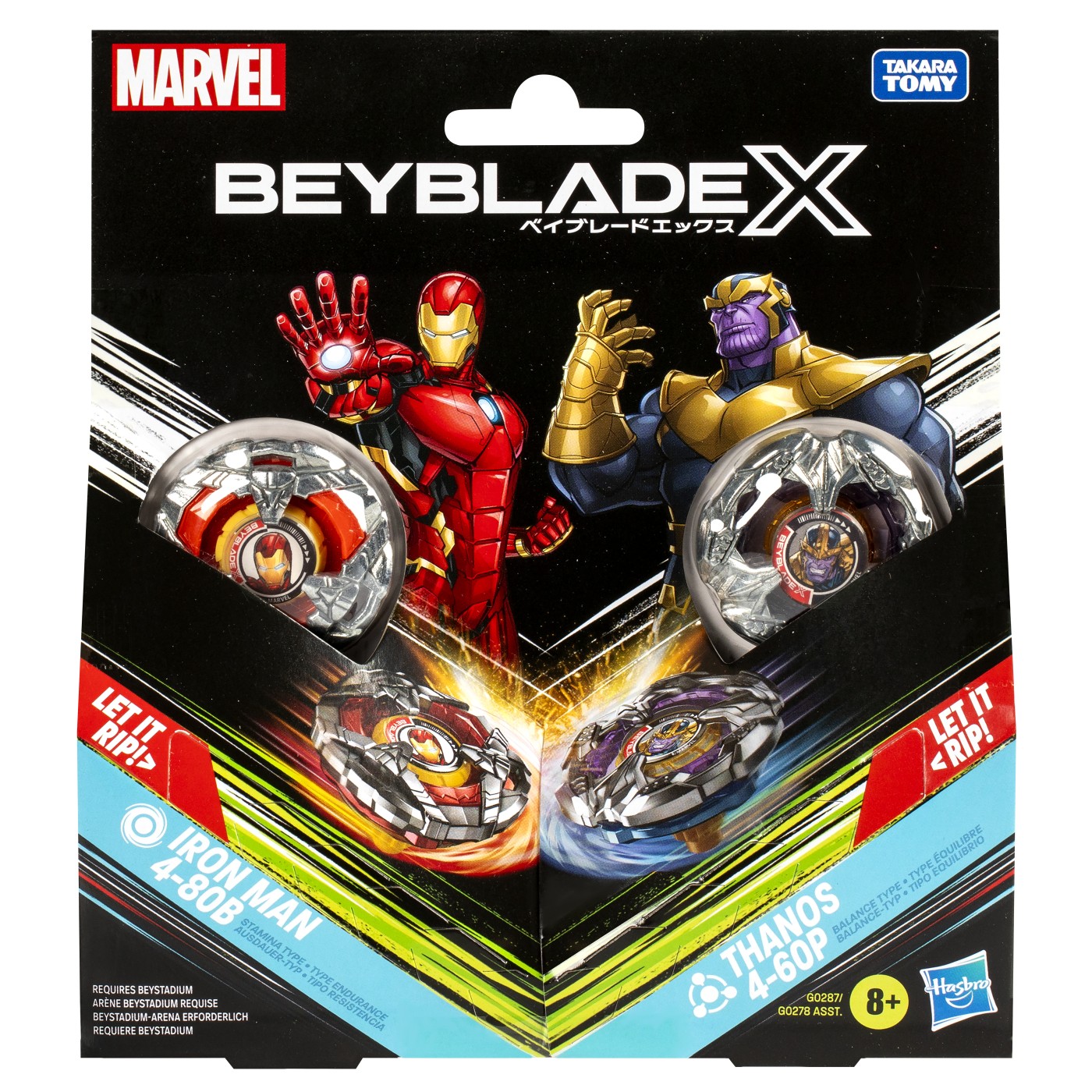 Jucării și jocuri - BEYBLADE X MARVEL SET DUO IRON MAN 4-80B SI THANOS 4-60P