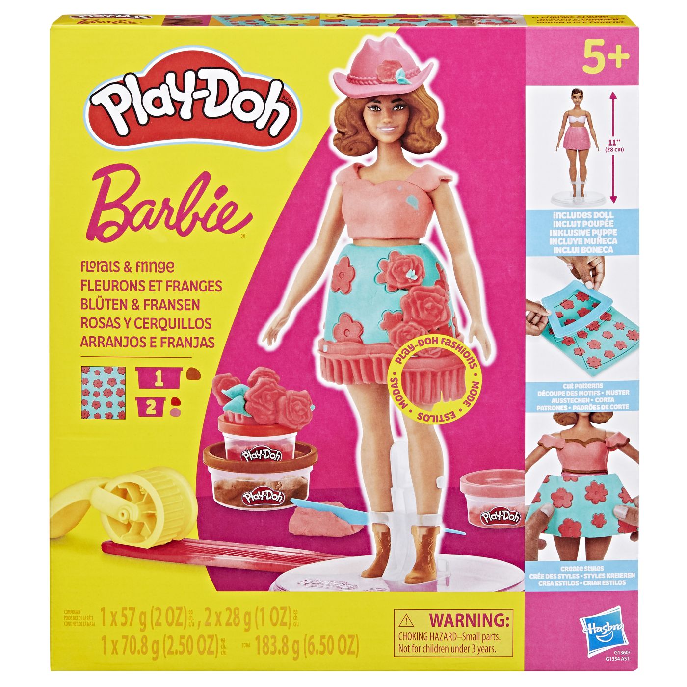 Plastilină și nisip kinetic - PLAY DOH BARBIE SET PLASTELINA CREATII VESTIMENTARE CU FLORI SI FRANJURI COWBOY