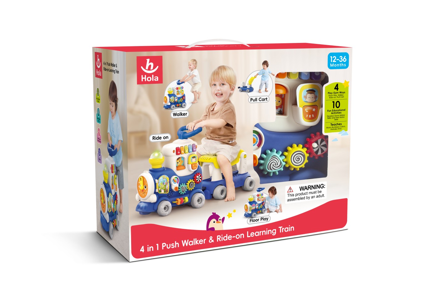 Jucării pentru bebeluși - TRENULET 4 IN 1 ALBASTRU