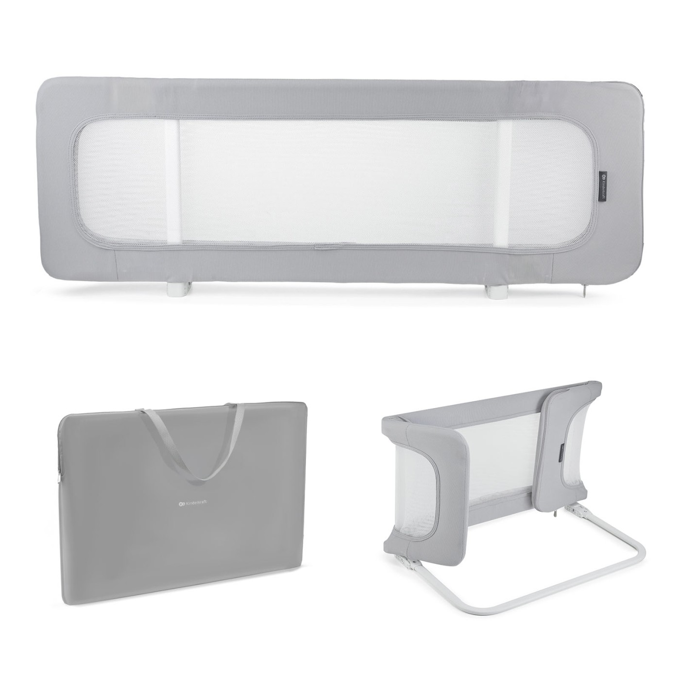 Jucării și articole pentru bebeluși - BARIERA DE PAT KINDERKRAFT GUARD AND DREAM LIGHT GREY