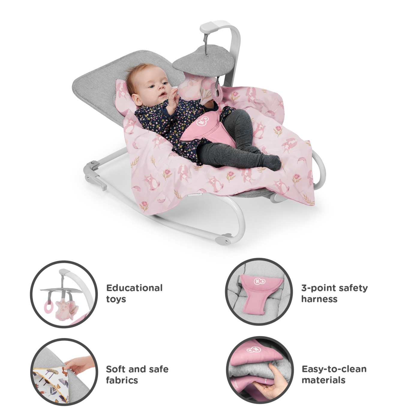 Jucării și articole pentru bebeluși - SEZLONG 3 IN 1, KINDERKRAFT FELIO 2, PEONY ROSE