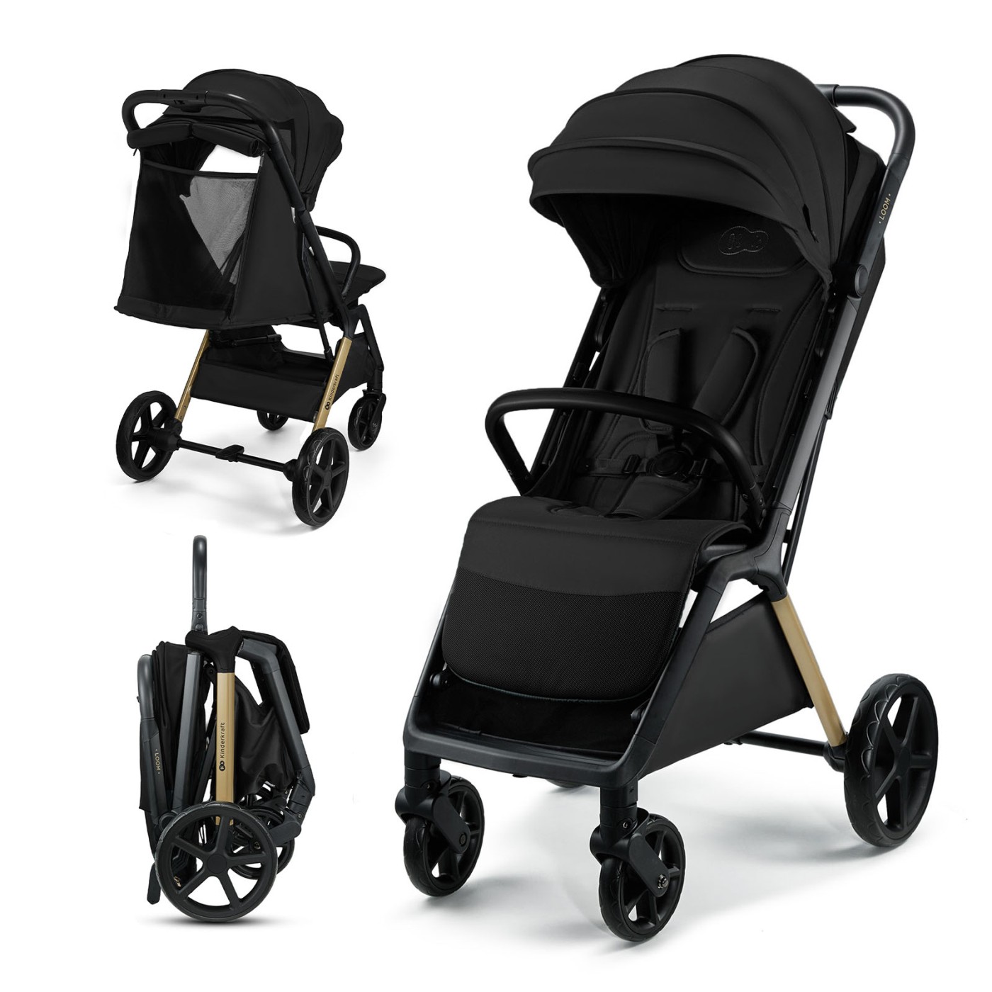 Cărucioare - CARUCIOR SPORT KINDERKRAFT LOOM, 0-22 KG, INK BLACK
