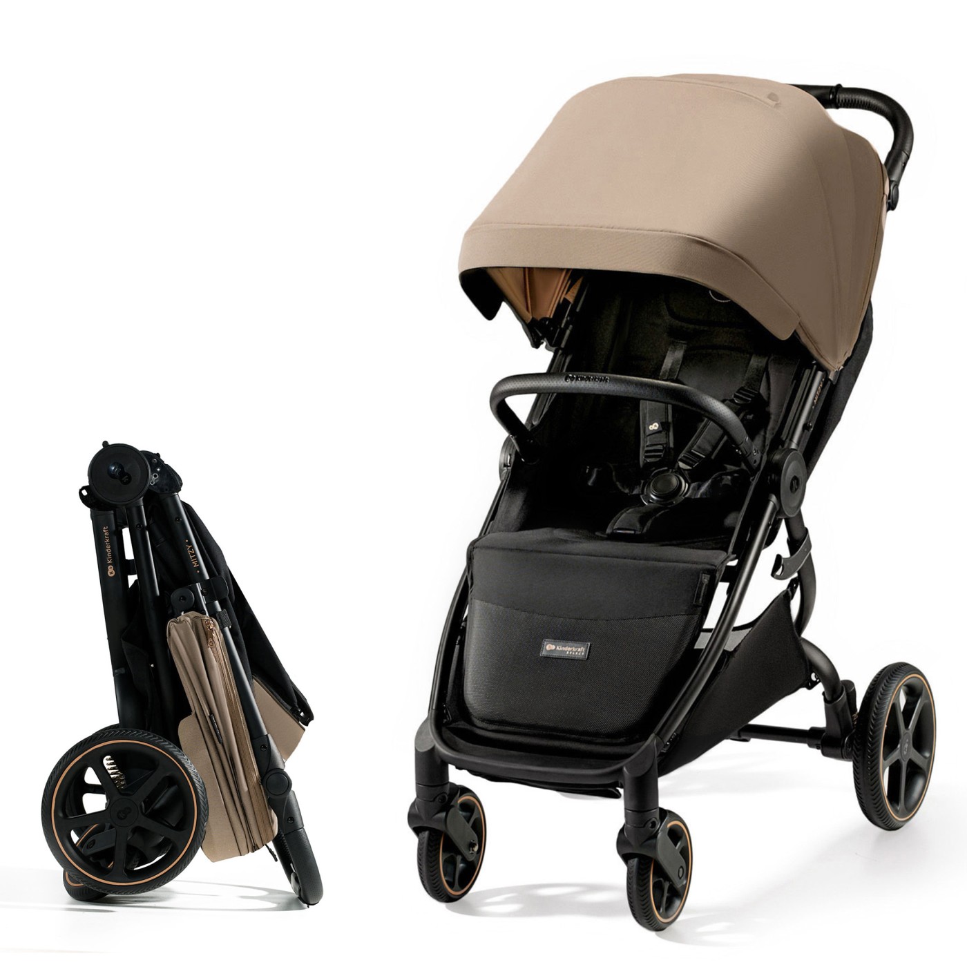Cărucioare - CARUCIOR SPORT, ULTRA COMPACT, KINDERKRAFT MITZY, 0-22 KG, LINEN BEIGE