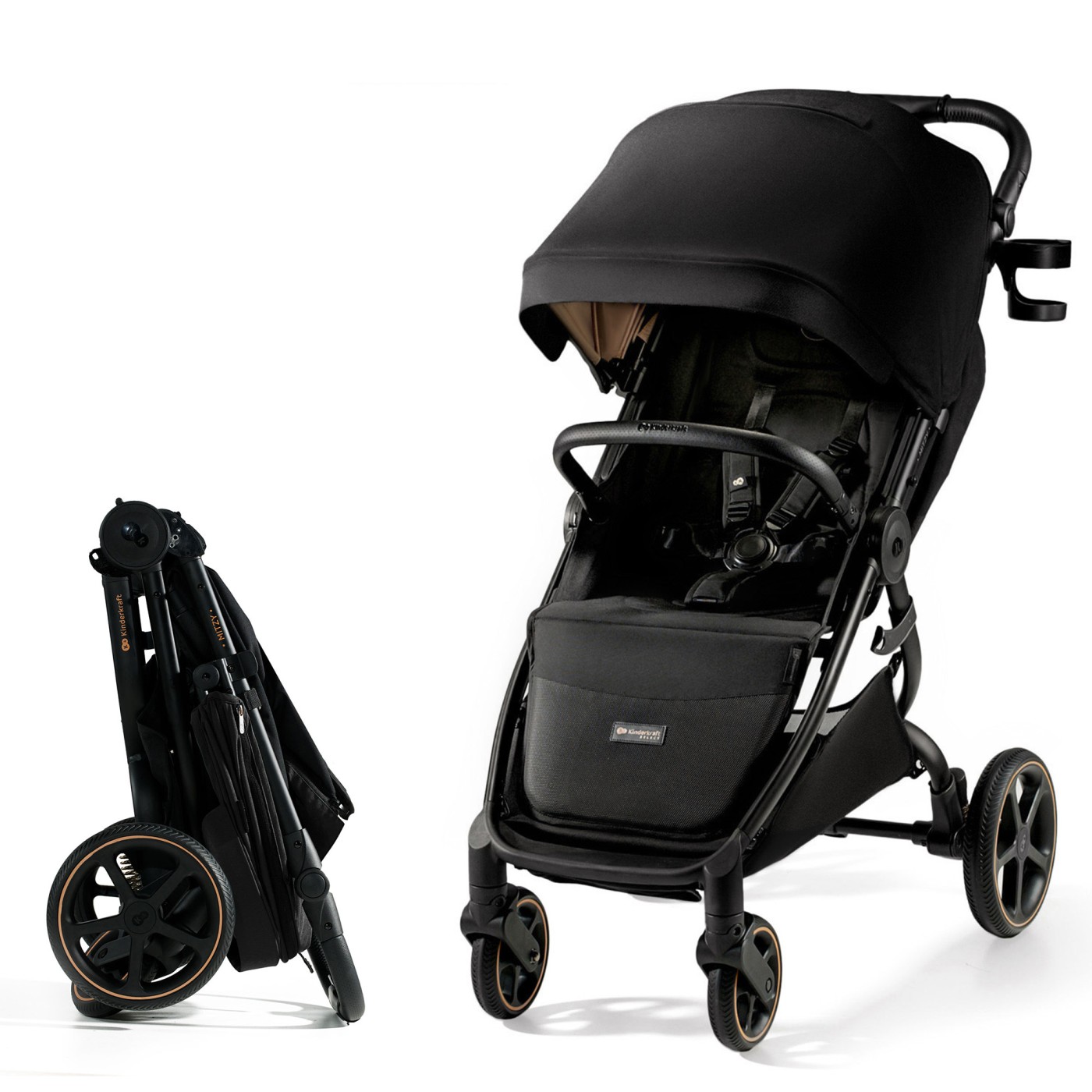Cărucioare - CARUCIOR SPORT, ULTRA COMPACT, KINDERKRAFT MITZY, 0-22 KG, BLACK INK
