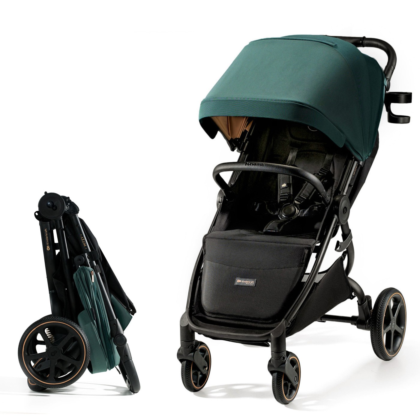 Jucării și articole pentru bebeluși - CARUCIOR SPORT, ULTRA COMPACT, KINDERKRAFT MITZY, 0-22 KG, JADE GREEN