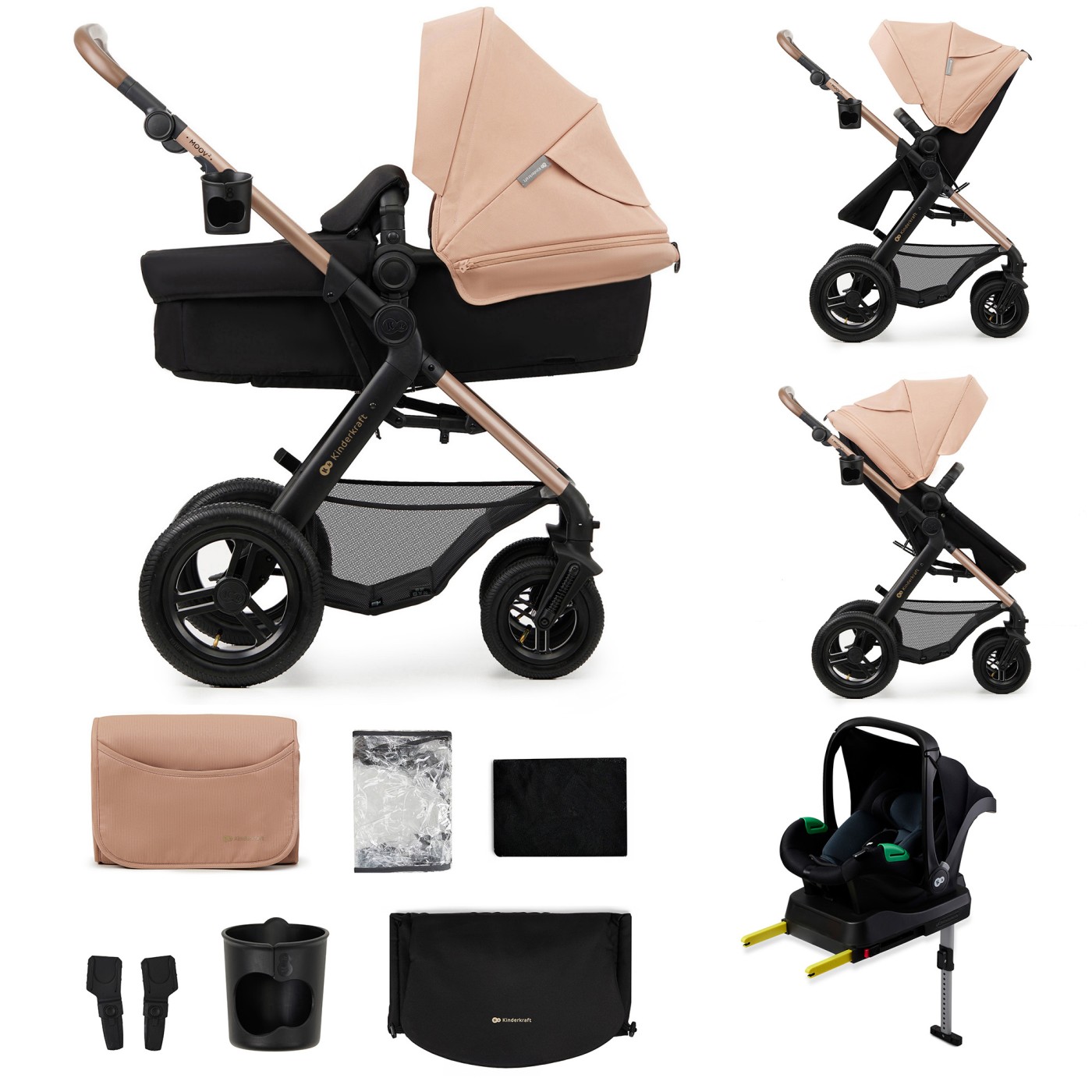 Jucării și articole pentru bebeluși - CARUCIOR MULTIFUNCTIONAL KINDERKRAFT MOOV 2 AIR 4IN1 SAND BEIGE
