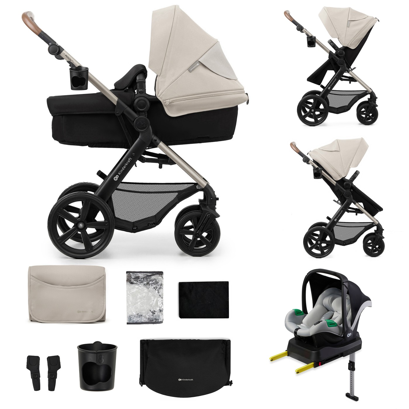 Jucării și articole pentru bebeluși - CARUCIOR MULTIFUNCTIONAL KINDERKRAFT MOOV 2 EVA 4IN1 MOON GREY