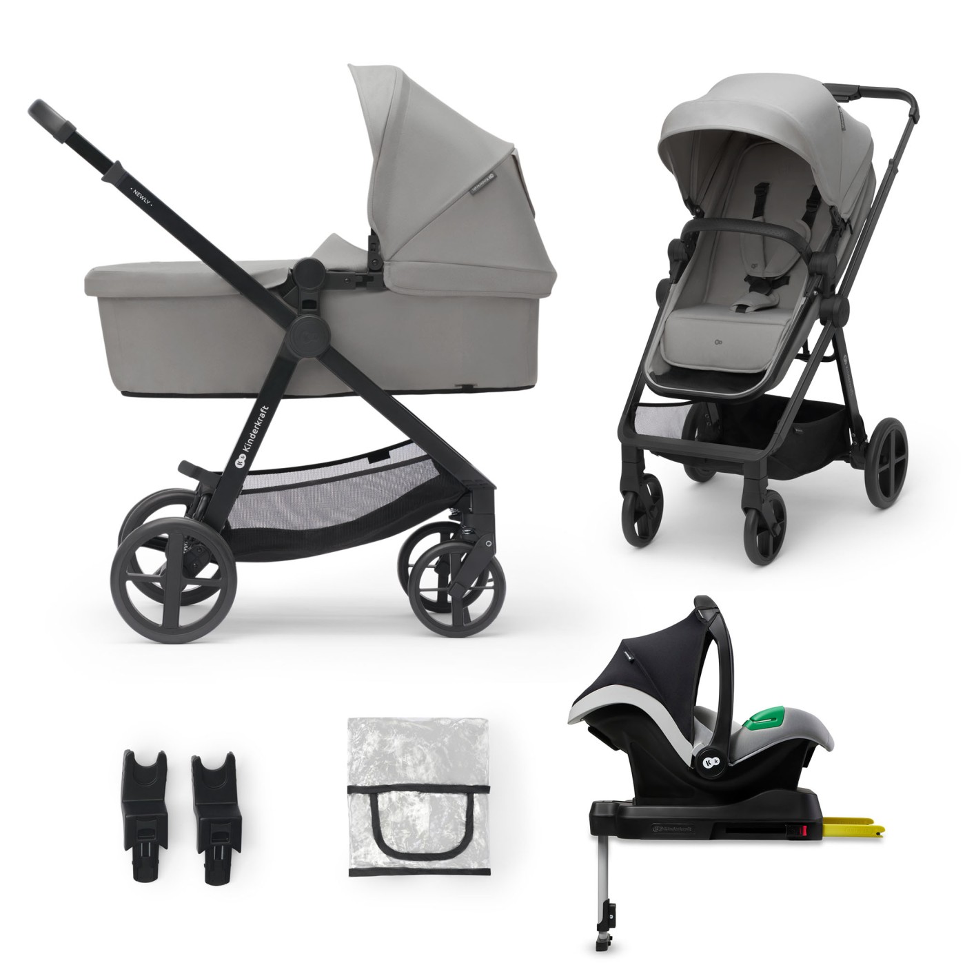 Cărucioare - CARUCIOR KINDERKRAFT NEWLY, 4 IN 1, MOONLIGHT GREY