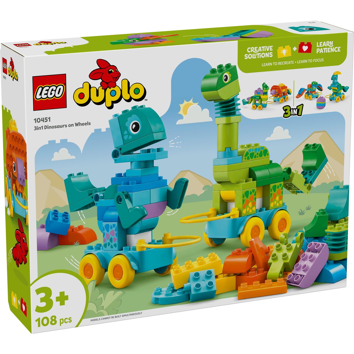 Jucării și jocuri - LEGO DUPLO DINOZAURI PE ROTI 3 IN 1 10451