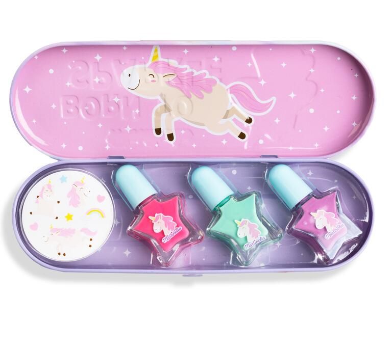 Accesorii personale și beauty - MARTINELIA LITTLE UNICORN SET 3 LACURI DE UNGHII SI STICKERS IN CUTIE METALICA