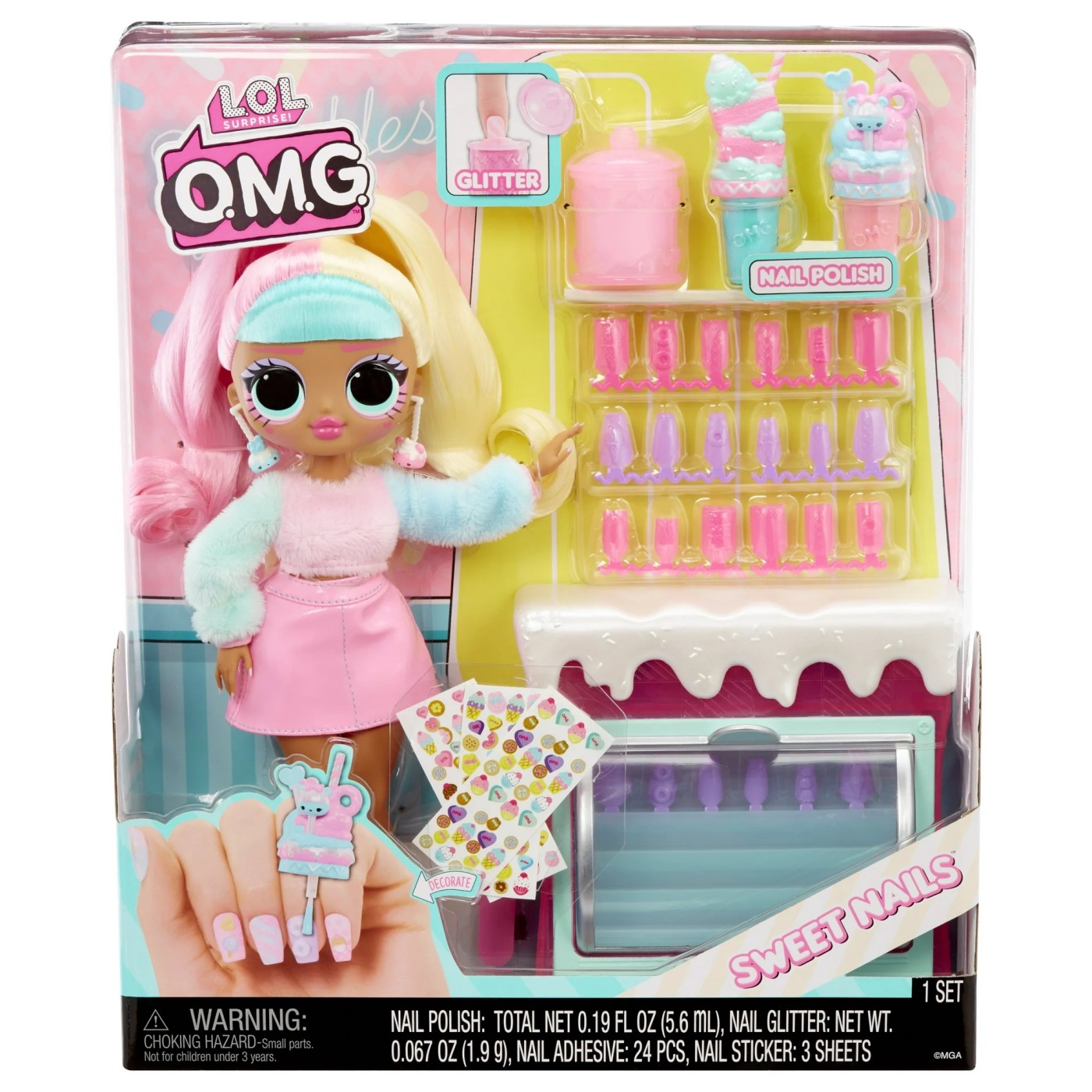 Jucării și jocuri - L.O.L. SURPRISE! OMG SWEET NAILS CANDYLICIOUS SPRINKLES SHOP SET PAPUSA CU ACCESORII