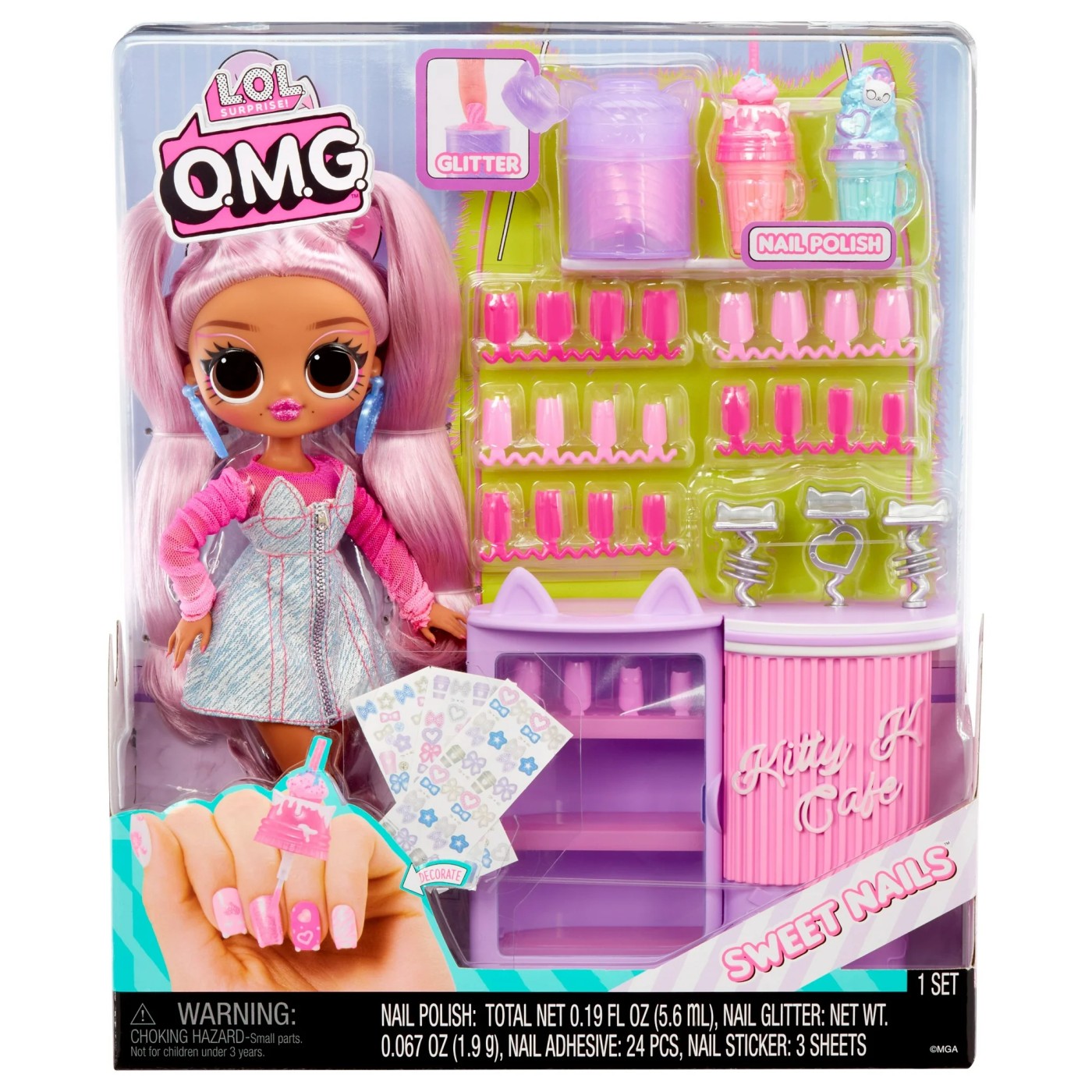 Jucării și jocuri - L.O.L. SURPRISE! OMG SWEET NAILS KITTY K CAFÉ SET PAPUSA CU ACCESORII