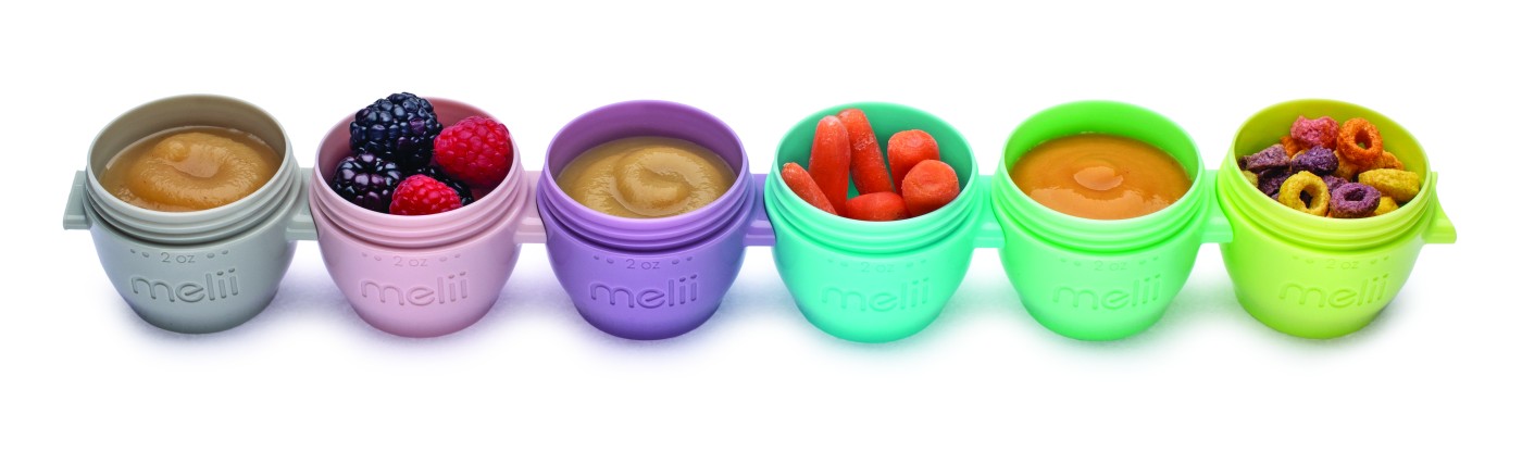 Jucării și articole pentru bebeluși - SET 6 RECIPIENTE SILICON SNAP&GO, MELII, 59 ML