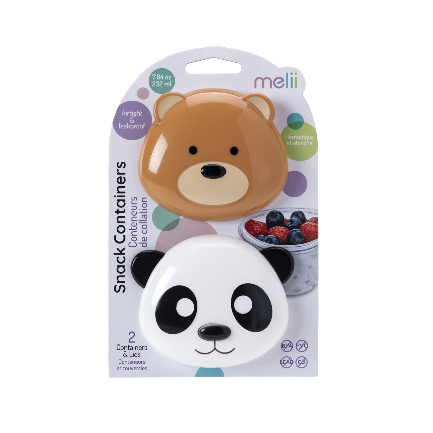 Jucării și articole pentru bebeluși - SET 2 RECIPIENTE HRANA BEBE, MELII, MODEL PANDA&BEAR