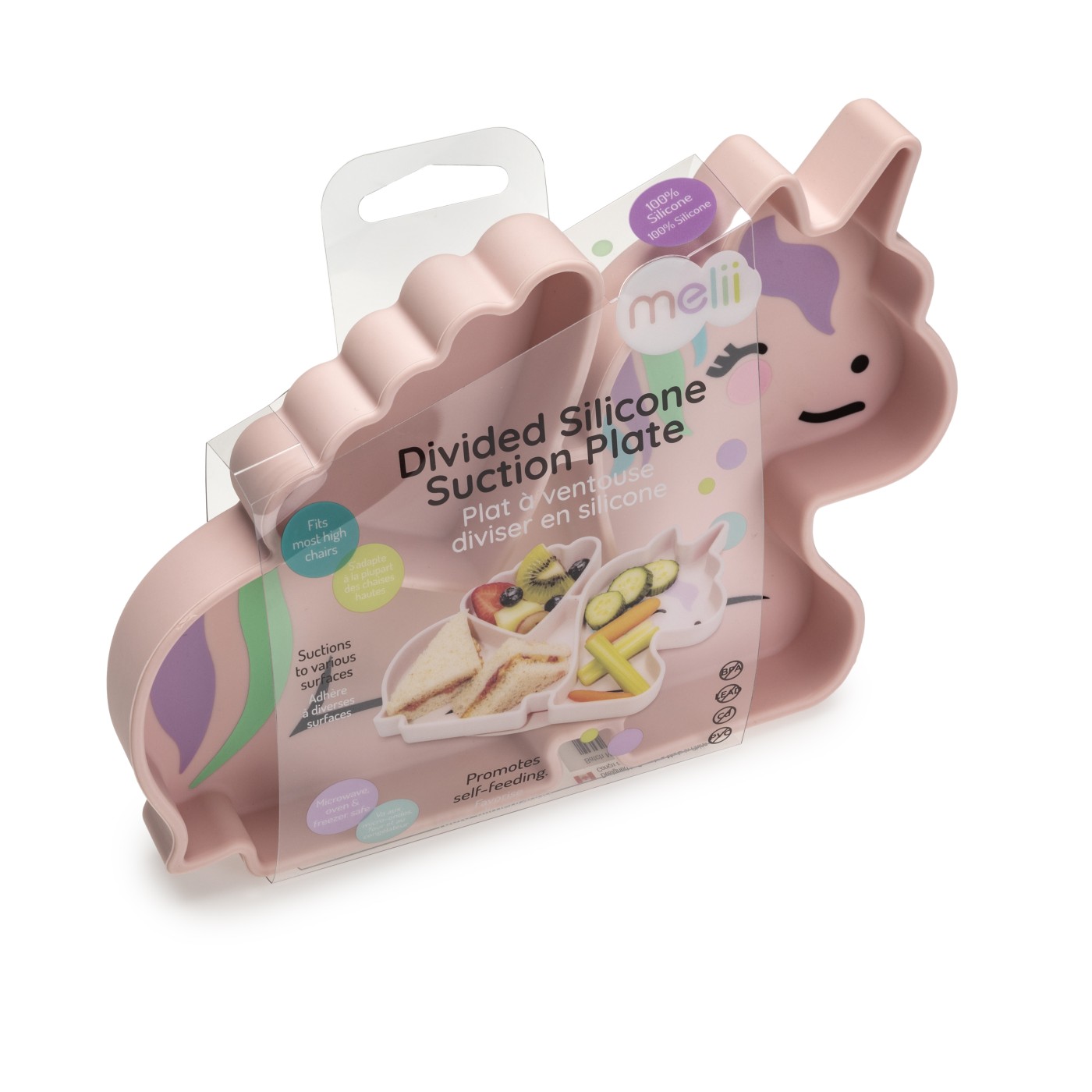 Jucării și articole pentru bebeluși - FARFURIE COMPARTIMENTATA DIN SILICON CU VENTUZA, MELII, UNICORN
