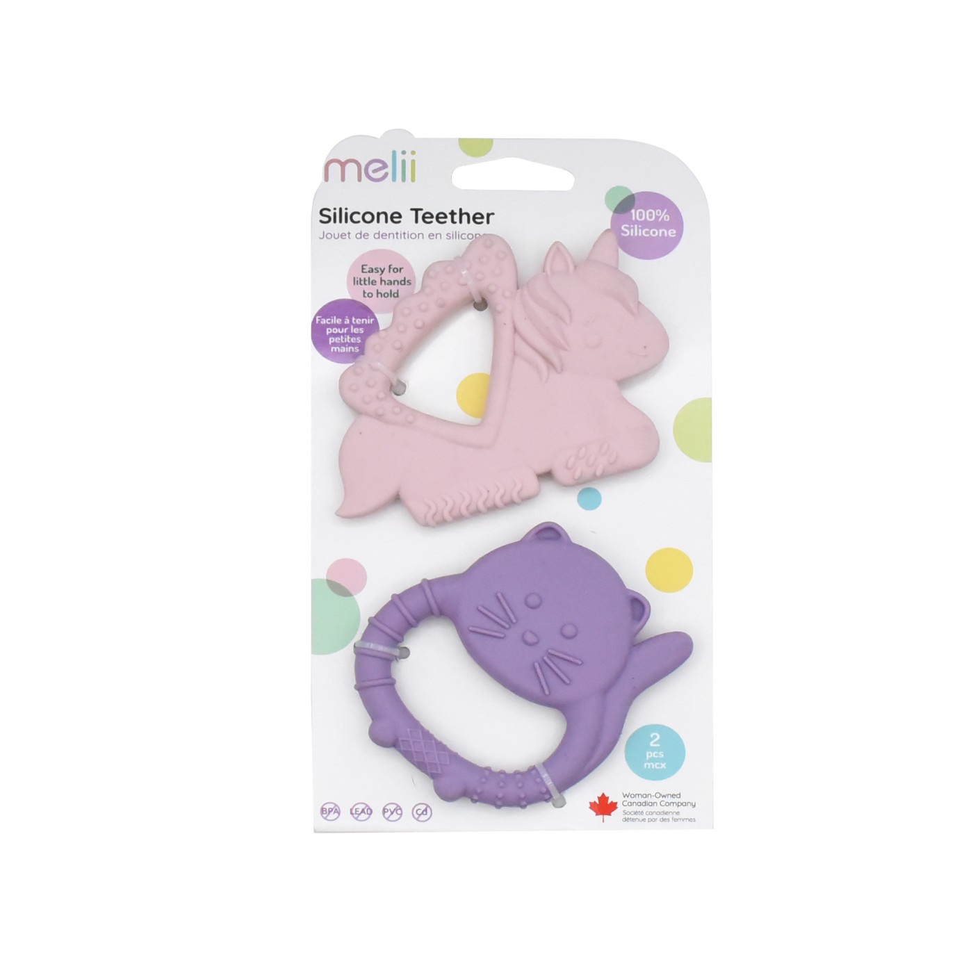 Accesorii hrănire bebe - SET 2 JUCARII DENTITIE SILICON MELII MODEL UNICORN+PISICA