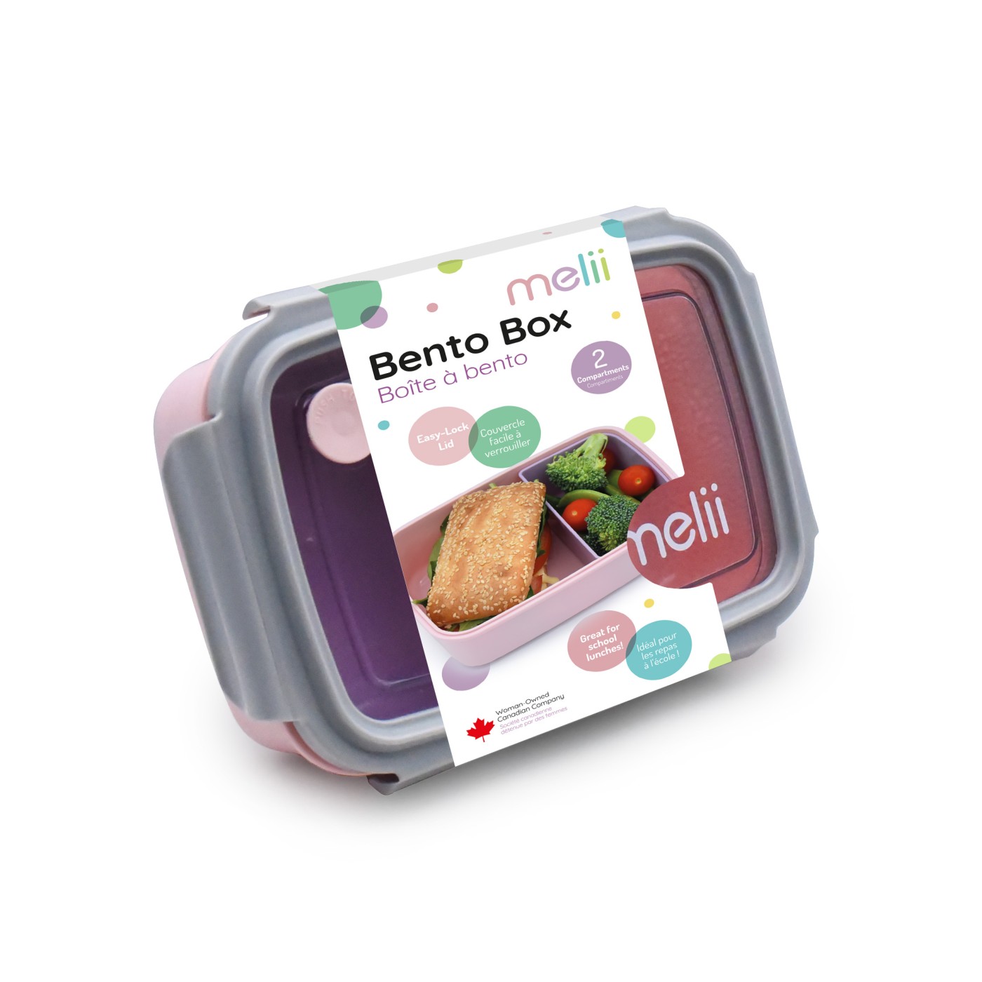 Accesorii hrănire bebe - CUTIE PRANZ BENTO 880ML CUTIE DETASABILA MELII ROZ MOV GRI