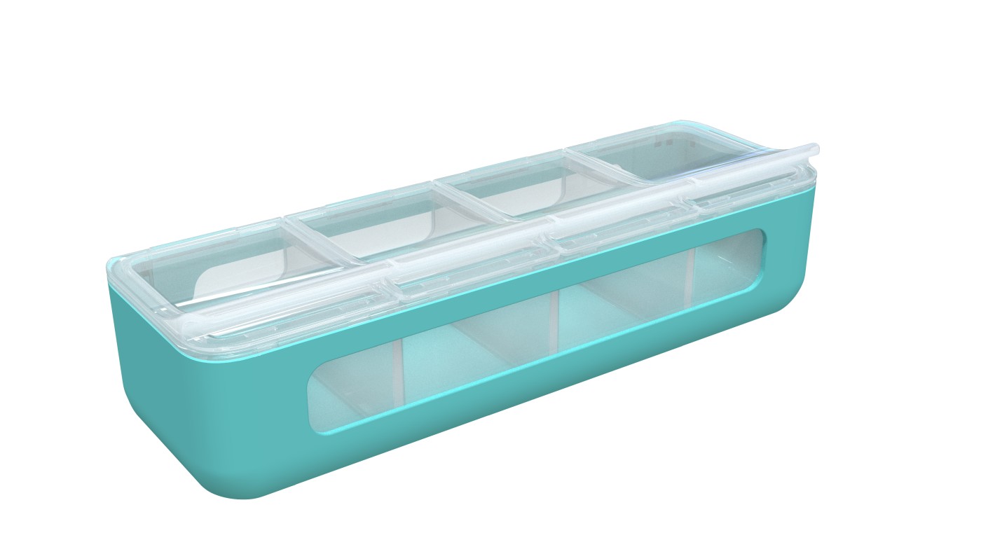 Accesorii hrănire bebe - CUTIE SNACK 4 COMPARTIMENTE, MELII, BLUE