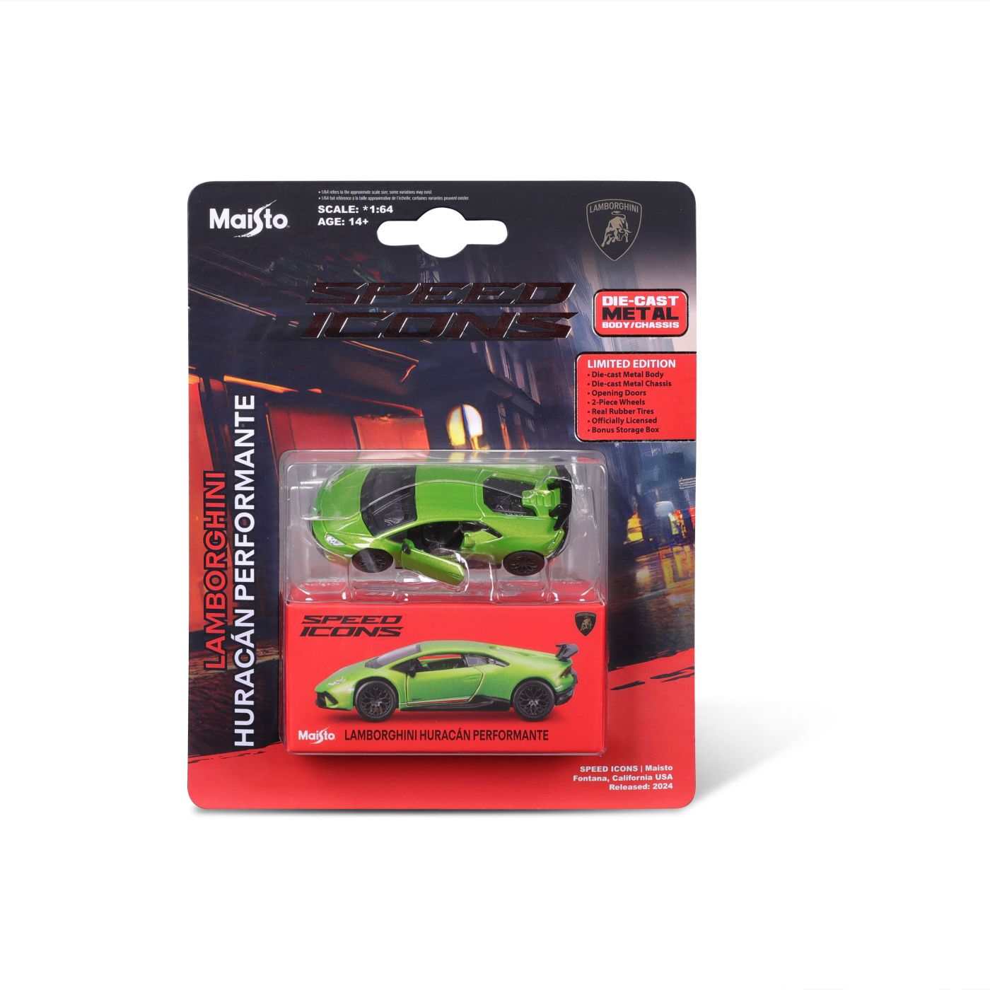 Jucării și jocuri - MAISTO MASINUTA METALICA SPEED ICONS LAMBORGHINI HURACAN PERFORMANTE VERDE SCARA 1 LA 64