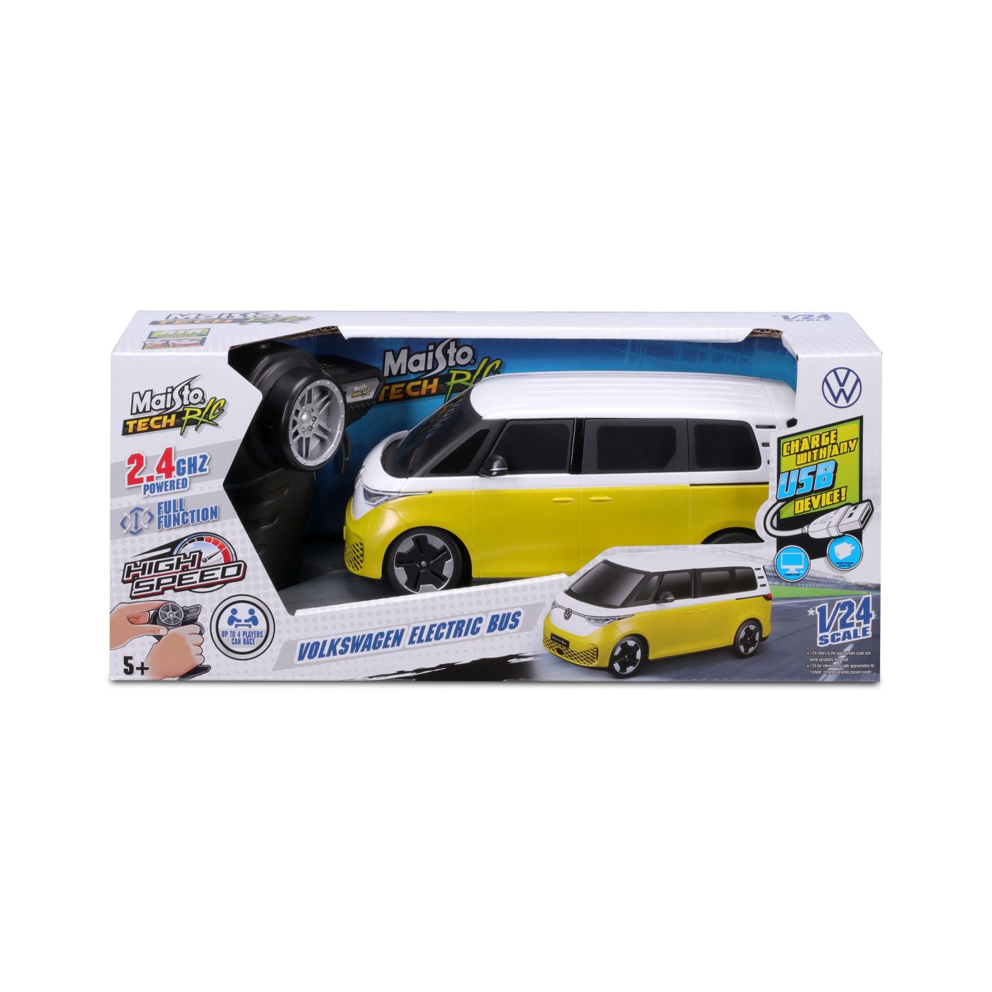 Masinuțe cu telecomandă - MAISTO MASINUTA PREMIUM CU TELECOMANDA 2.4GHz VOLKSWAGEN ELECTRIC BUS SCARA 1 LA 24