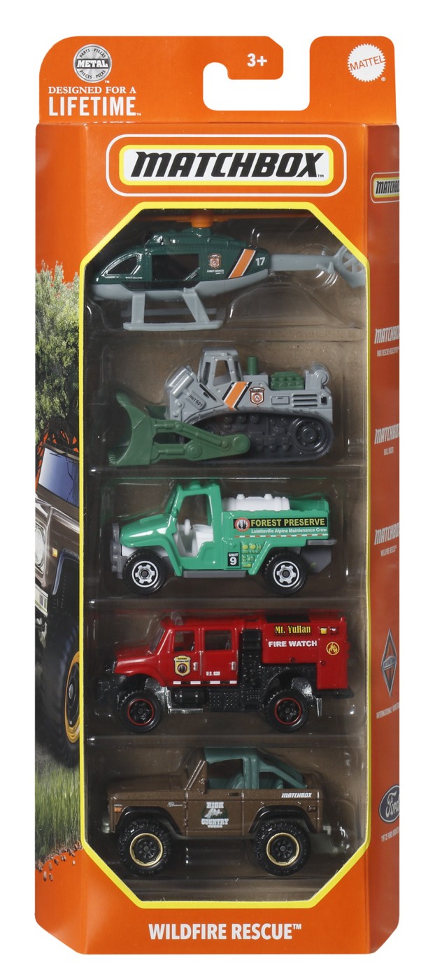 Jucării și jocuri - MATCHBOX SET 5 MASINUTE METALICE MBX WILDFIRE RESCUE SCARA 1:64