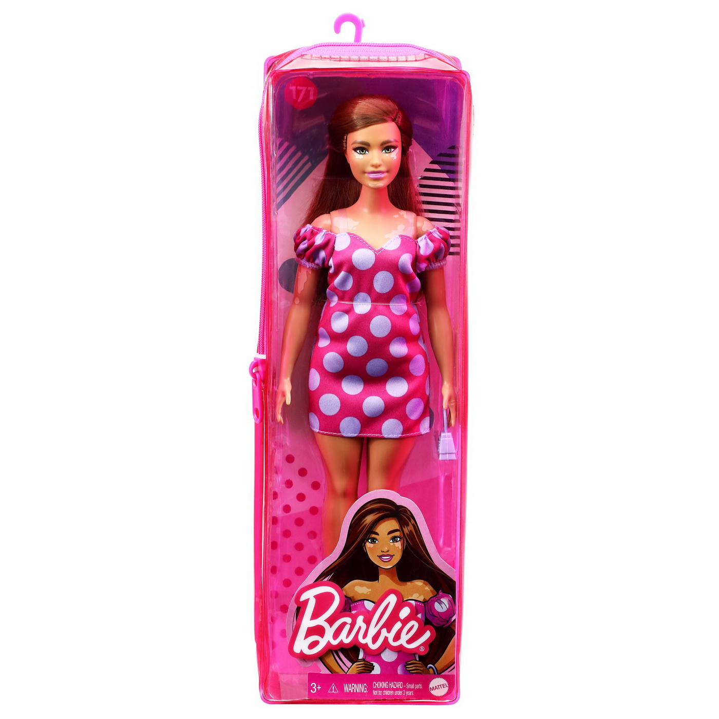 Jucării și jocuri - PAPUSA BARBIE FASHIONISTA SATENA CU ROCHIE ROZ CU BULINE