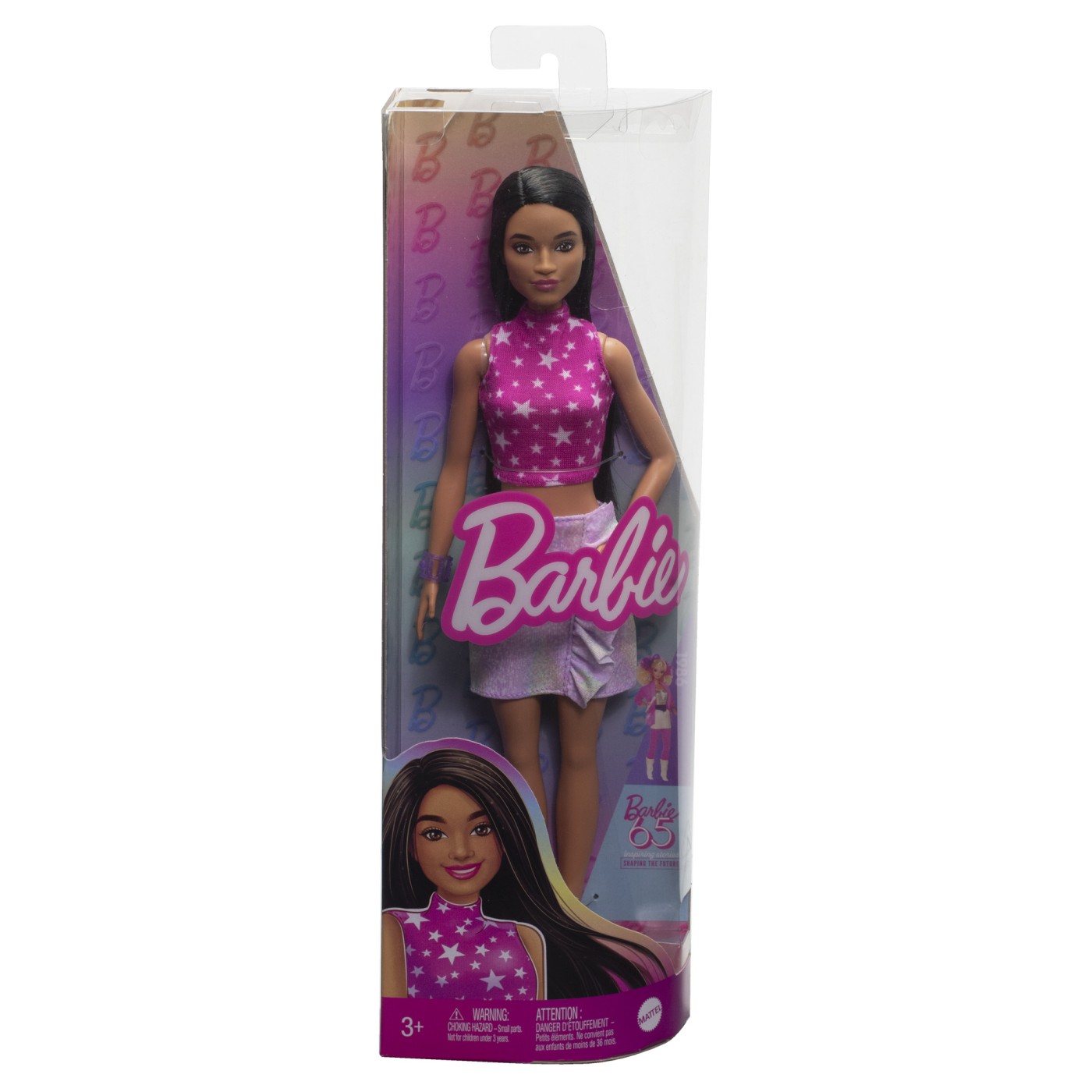 Jucării și jocuri - PAPUSA BARBIE FASHIONISTA BRUNETA CU TOP CU STELUTE