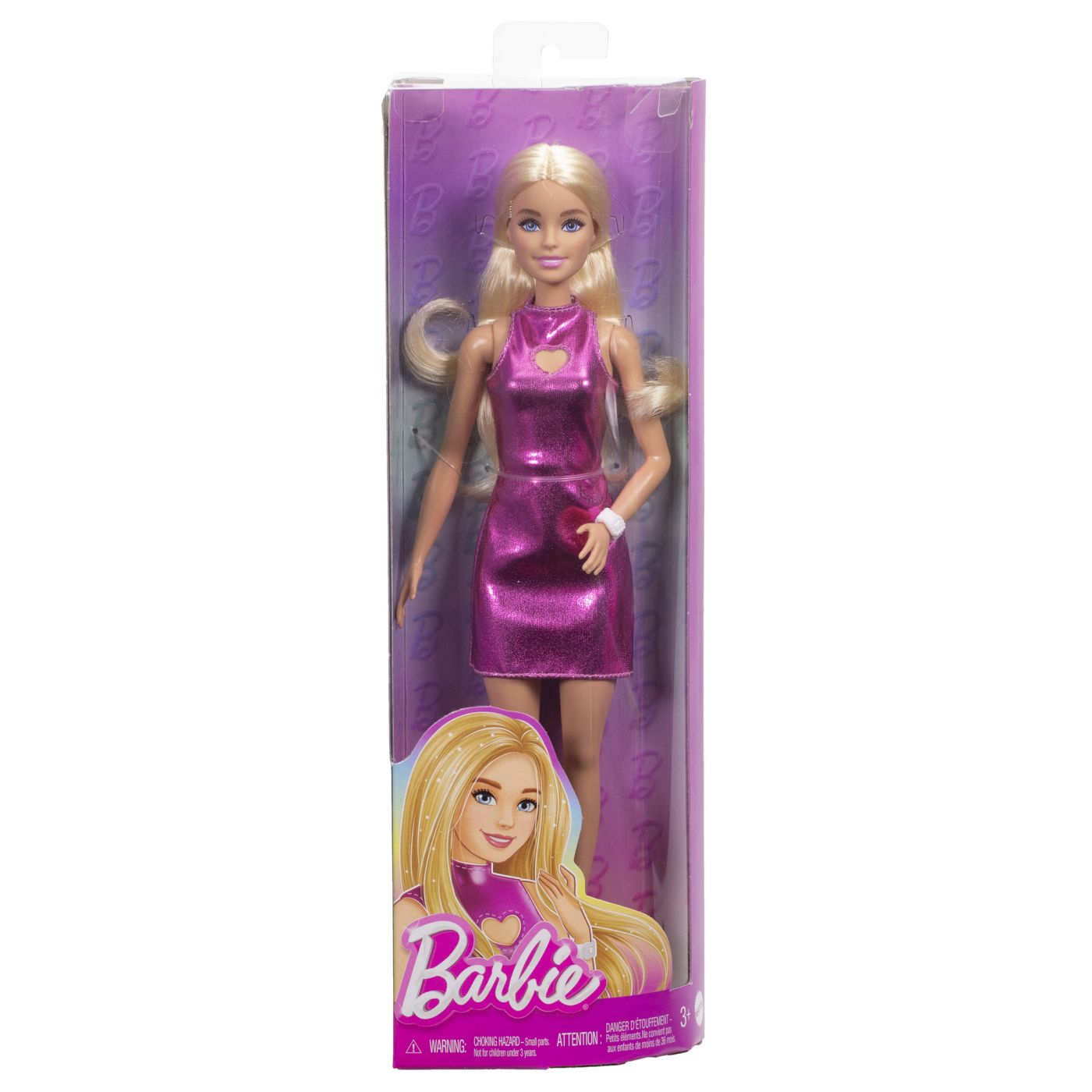 Jucării și jocuri - BARBIE FASHIONISTAS PAPUSA BARBIE BLONDA CU ROCHIE ROZ METALIZAT