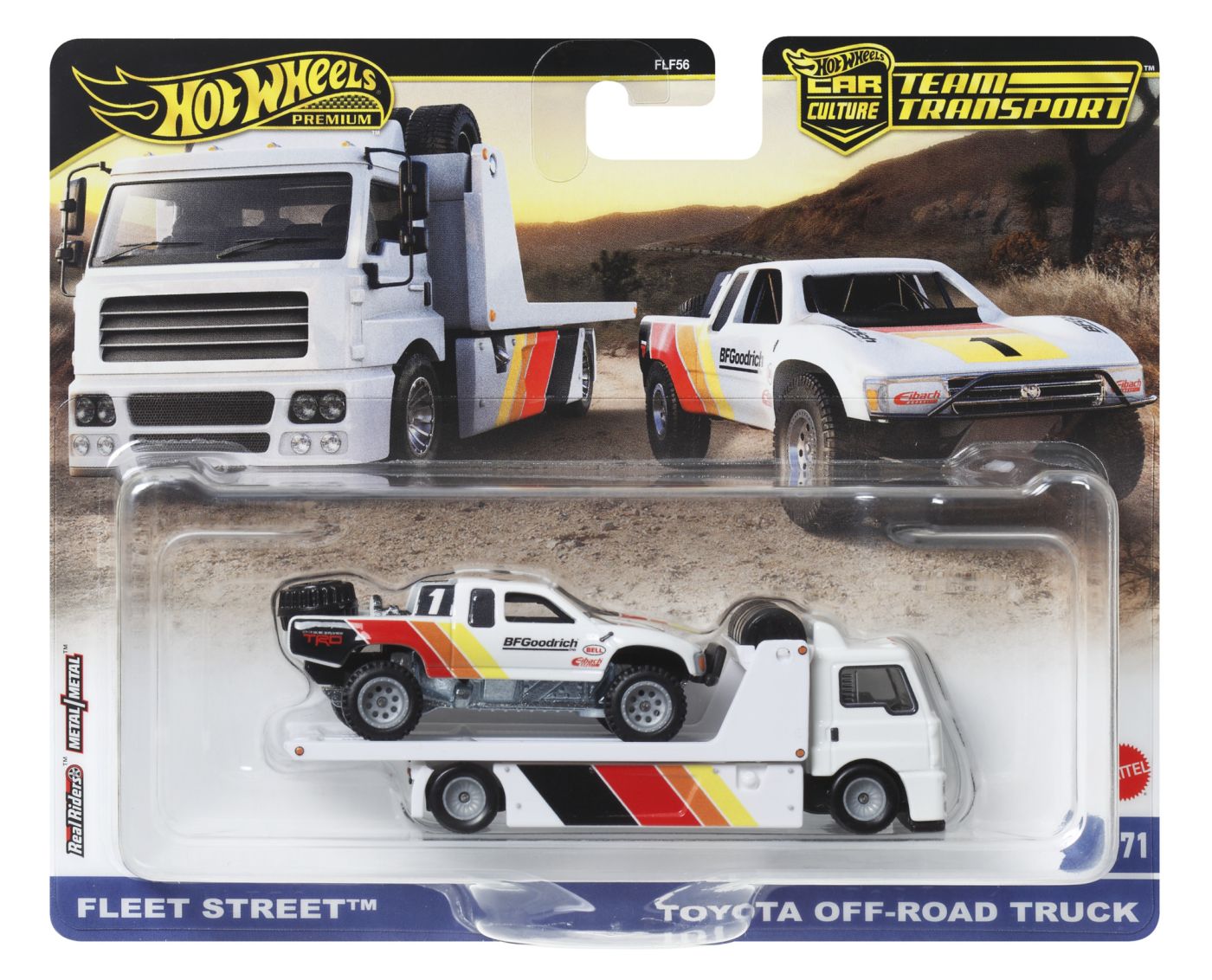 Jucării și jocuri - HOT WHEELS TRANSPORTATOR FLEET STREET CU MASINUTA TOYOTA OFF ROAD TRUCK SCARA 1:64