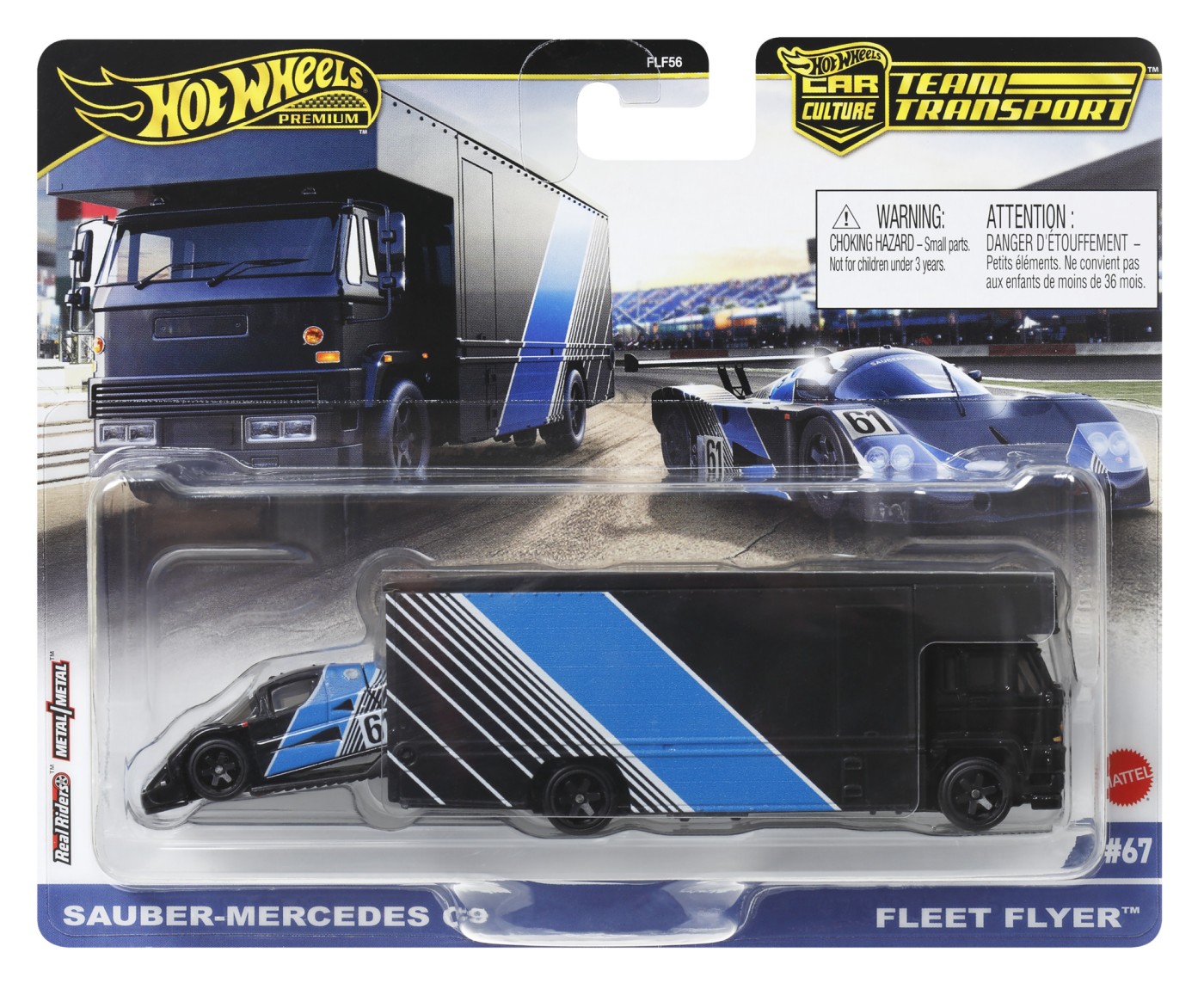 Jucării și jocuri - HOT WHEELS TRANSPORTATOR SAUBER MERCEDES C9 CU MASINUTA FLEET FLYER SCARA 1:64