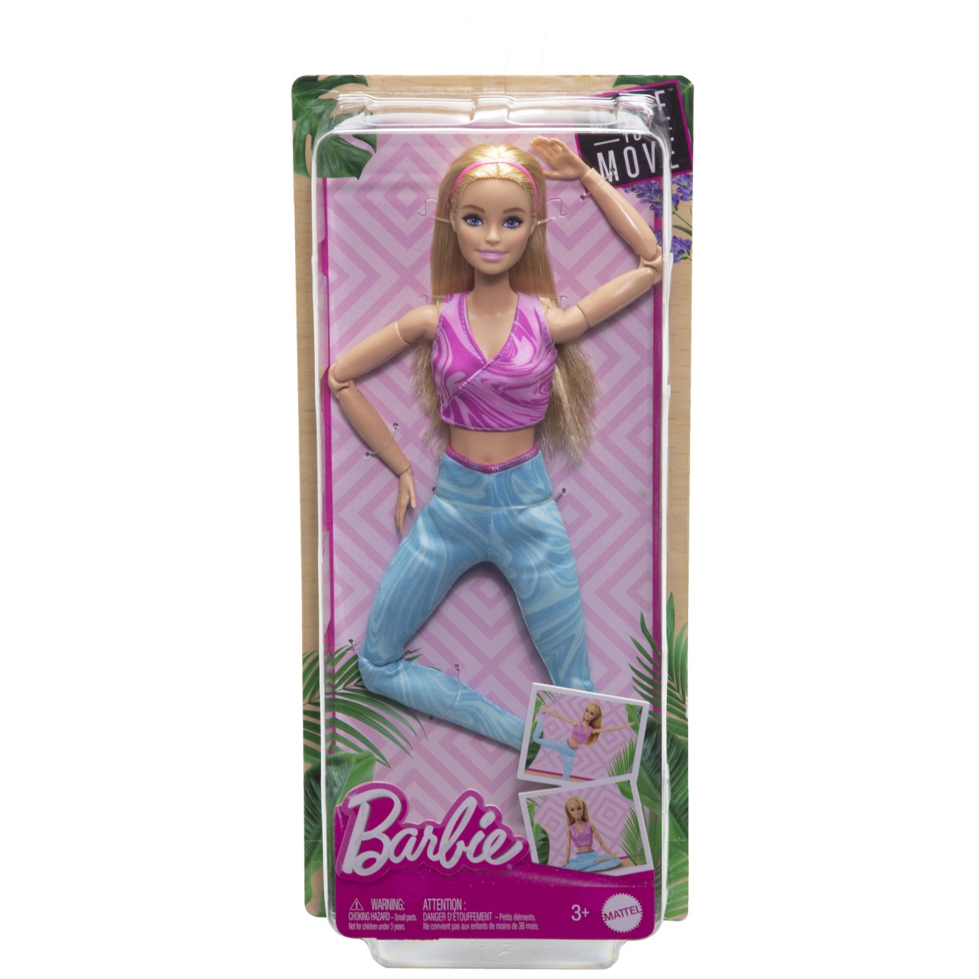 Jucării și jocuri - PAPUSA BARBIE MADE TO MOVE BLONDA CU TOP ROZ
