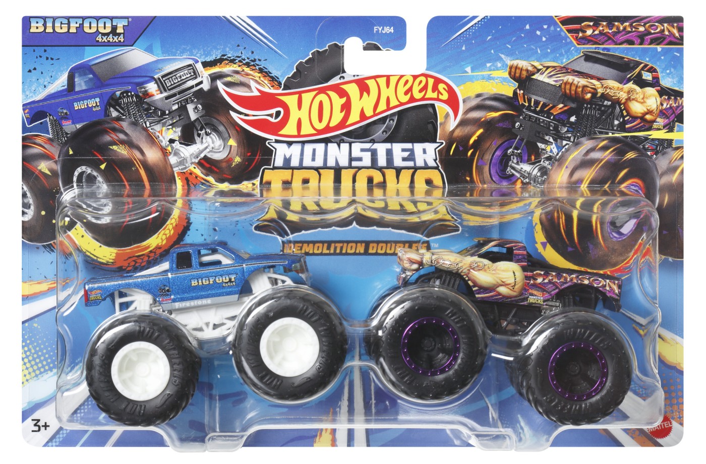 Jucării și jocuri - HOT WHEELS MONSTER TRUCK SET 2 MASINI SCARA 1 LA 64 BIGFOOT SI SAMSON