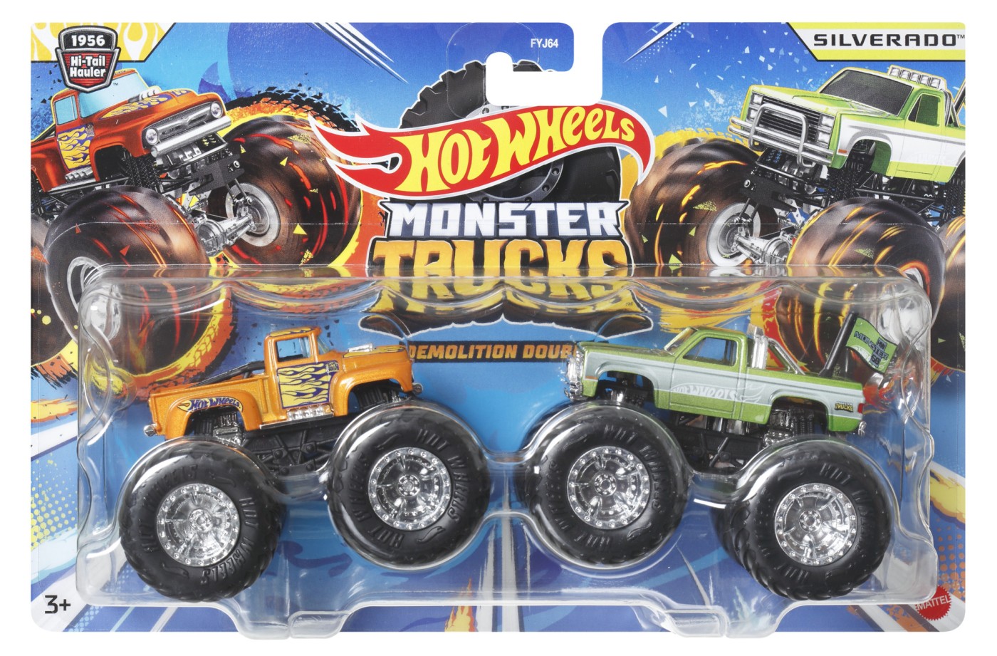 Jucării și jocuri - HOT WHEELS MONSTER TRUCK SET 2 MASINI SCARA 1 LA 64 HI-TAIL HAULER SI SILVERADO