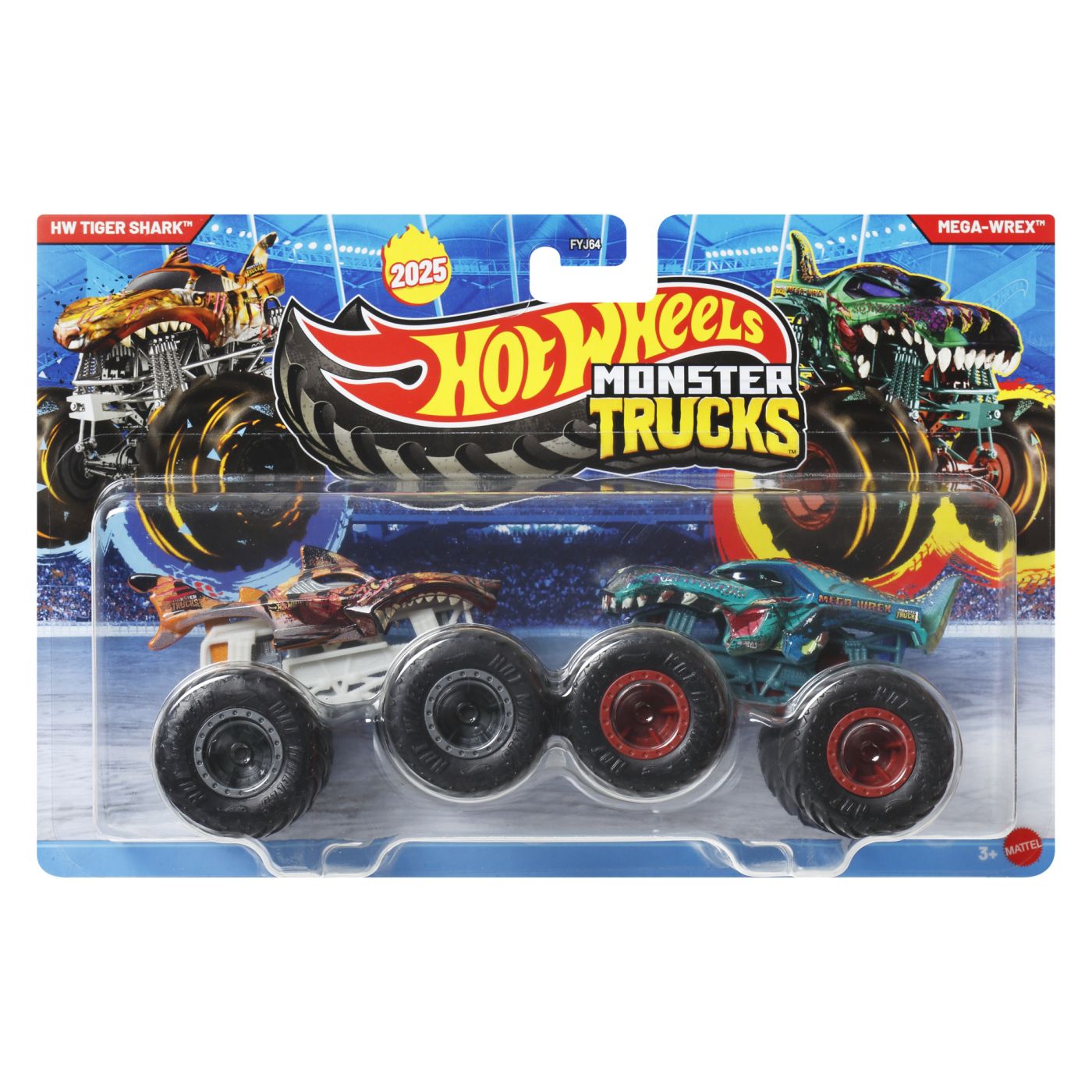 Jucării și jocuri - HOT WHEELS MONSTER TRUCK SET 2 MASINI HW TIGER SHARK SI MEGA WREK SCARA 1 LA 64