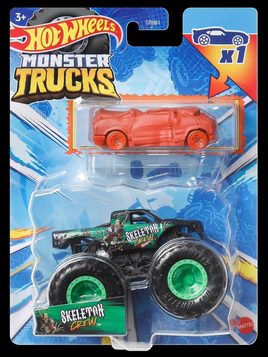 Jucării și jocuri - HOT WHEELS MONSTER TRUCK SI MASINUTA METALICA SKELETON CREW