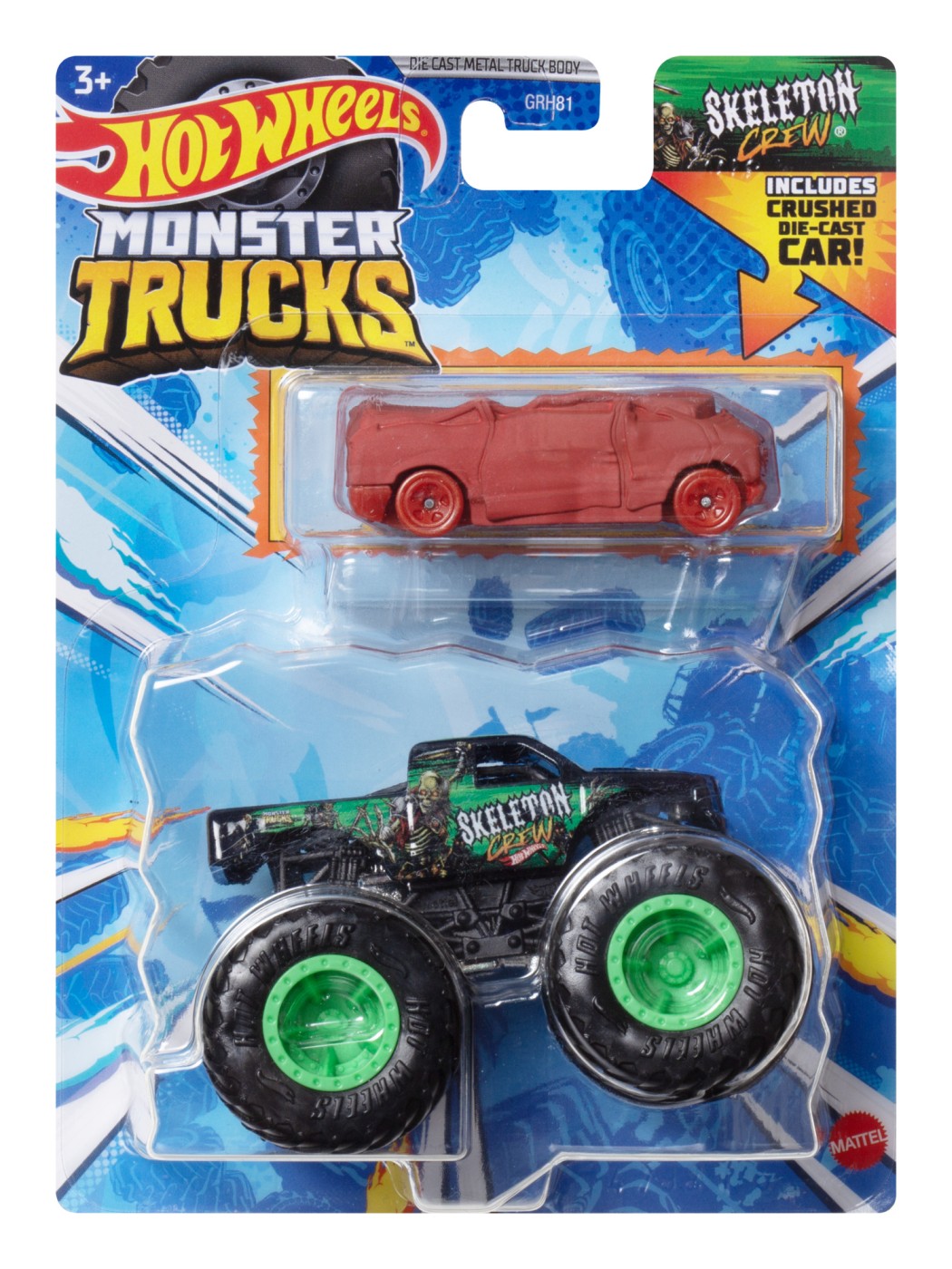 Jucării și jocuri - HOT WHEELS MONSTER TRUCK SI MASINUTA METALICA SKELETON CREW