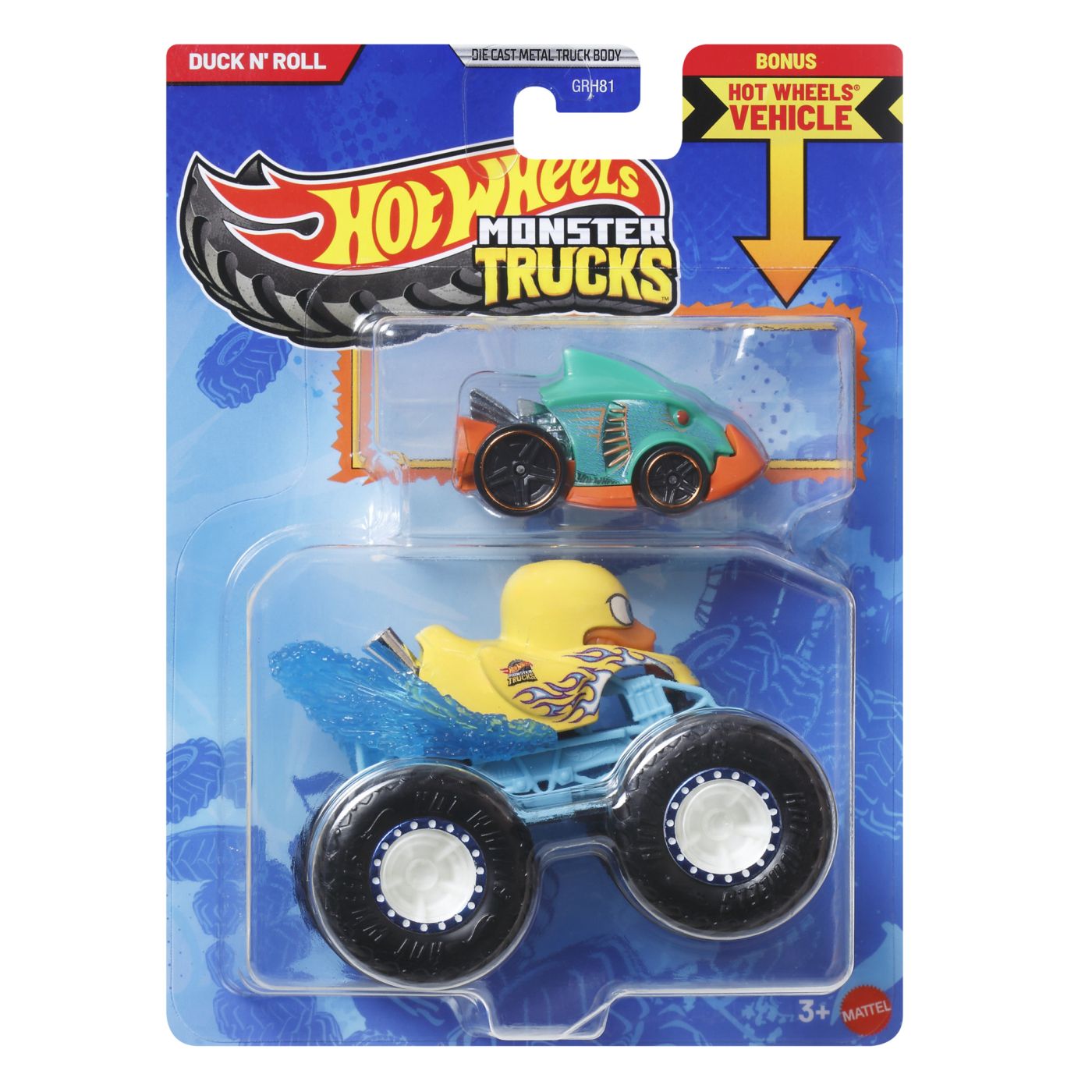 Jucării și jocuri - HOT WHEELS MONSTER TRUCK SI MASINUTA METALICA DUCK N ROLL