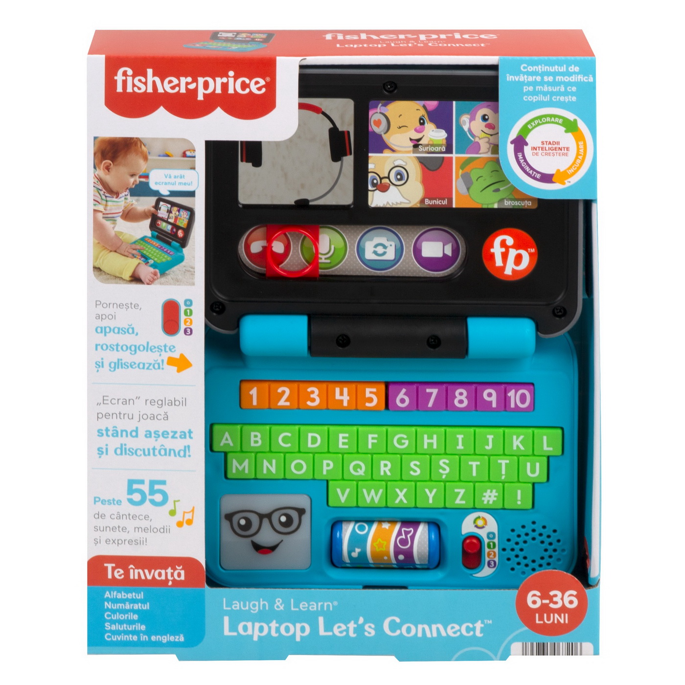 Jucării și articole pentru bebeluși - FISHER PRICE LAUGH&LEARN LAPTOP INTERACTIV IN LIMBA ROMANA