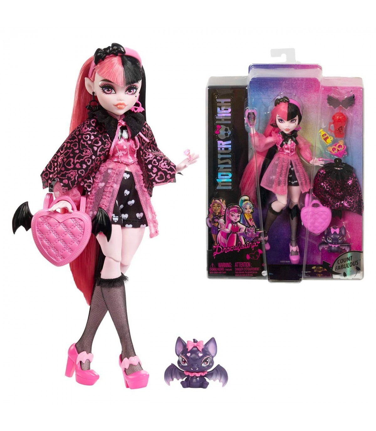 Jucării și jocuri - MONSTER HIGH PAPUSA DRACULAURA CU ANIMALUT SI ACCESORII